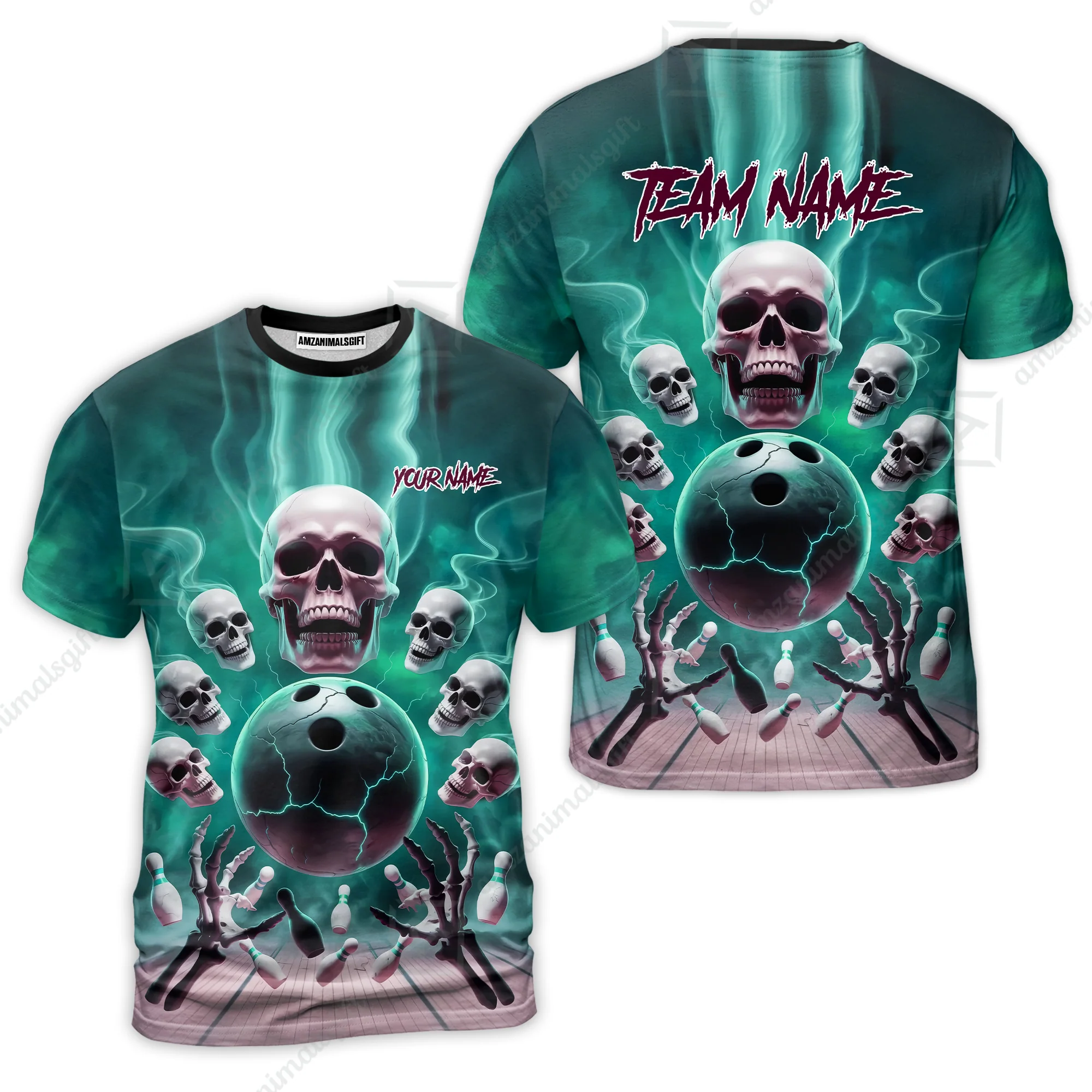 Custom Dark Fantasy Skeleton Bowling Team Jersey, Bowling Uniforms, Personalize Name And Team Name - Image 27