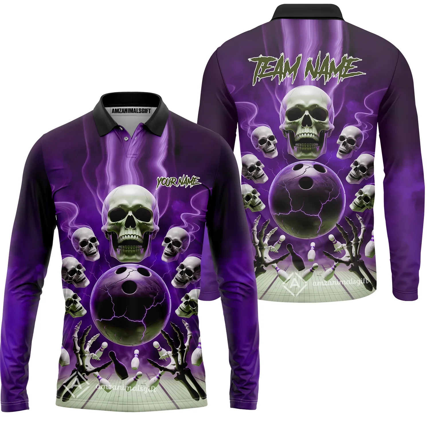 Custom Dark Fantasy Skeleton Bowling Team Jersey, Bowling Uniforms, Personalize Name And Team Name - Image 35