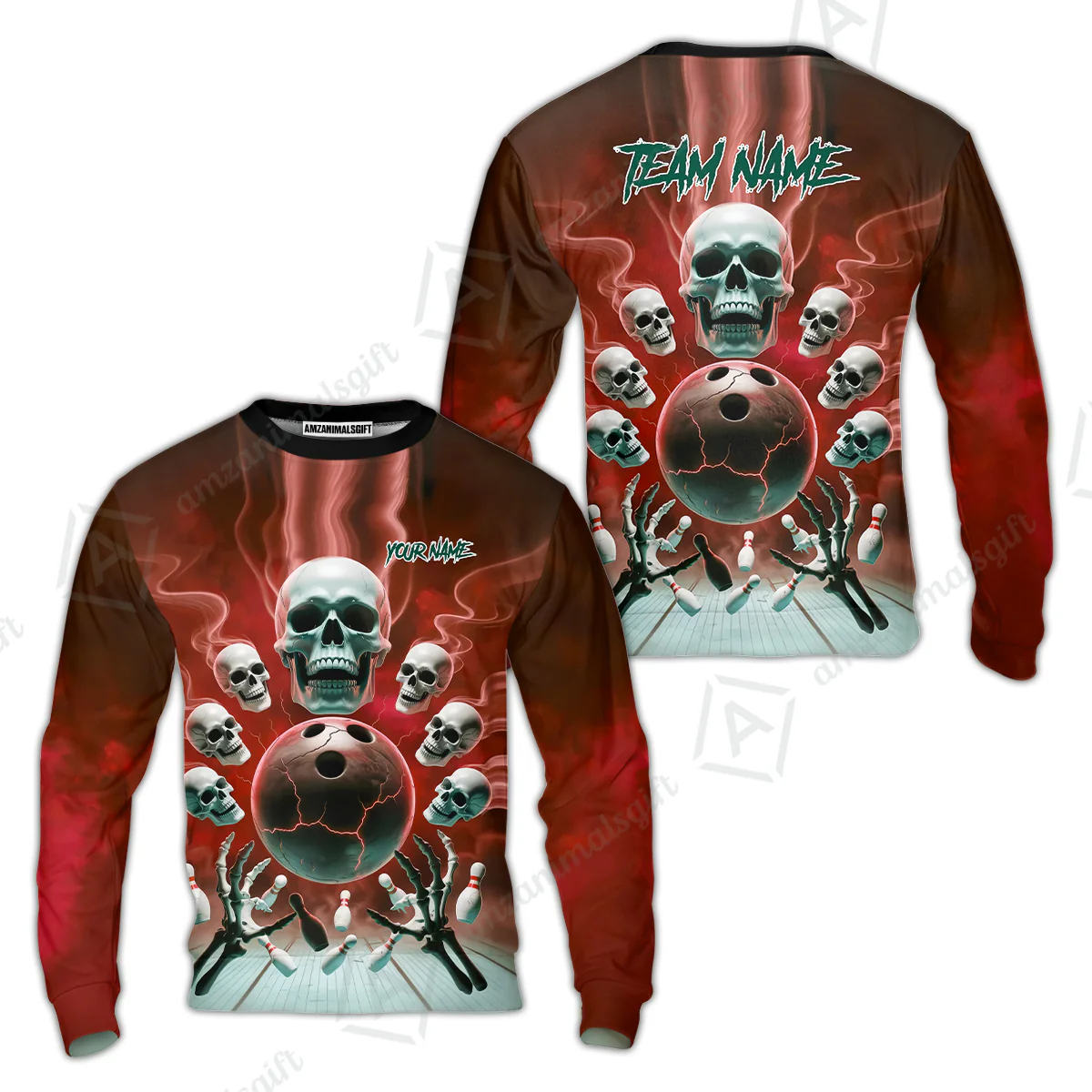 Custom Dark Fantasy Skeleton Bowling Team Jersey, Bowling Uniforms, Personalize Name And Team Name - Image 42