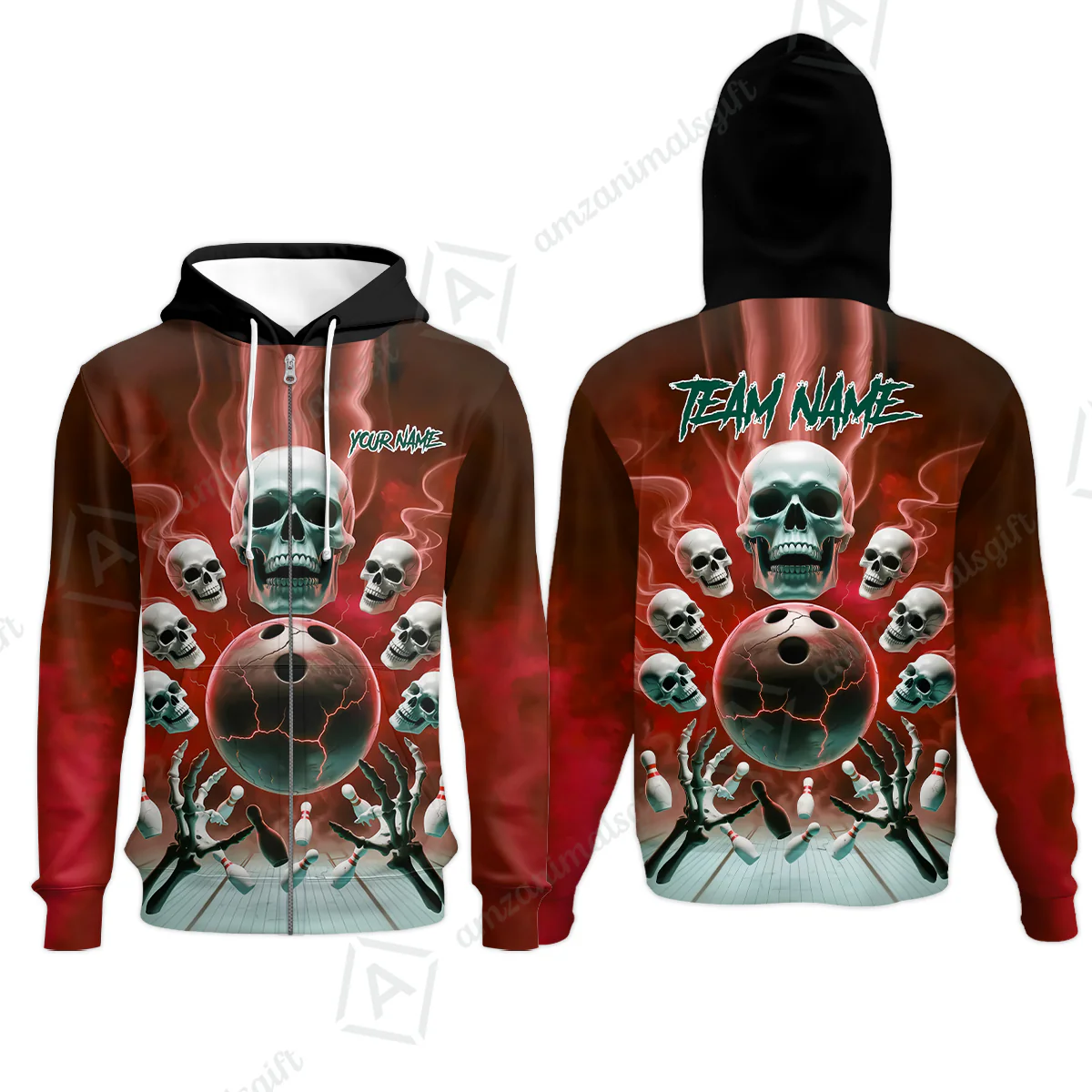 Custom Dark Fantasy Skeleton Bowling Team Jersey, Bowling Uniforms, Personalize Name And Team Name - Image 43