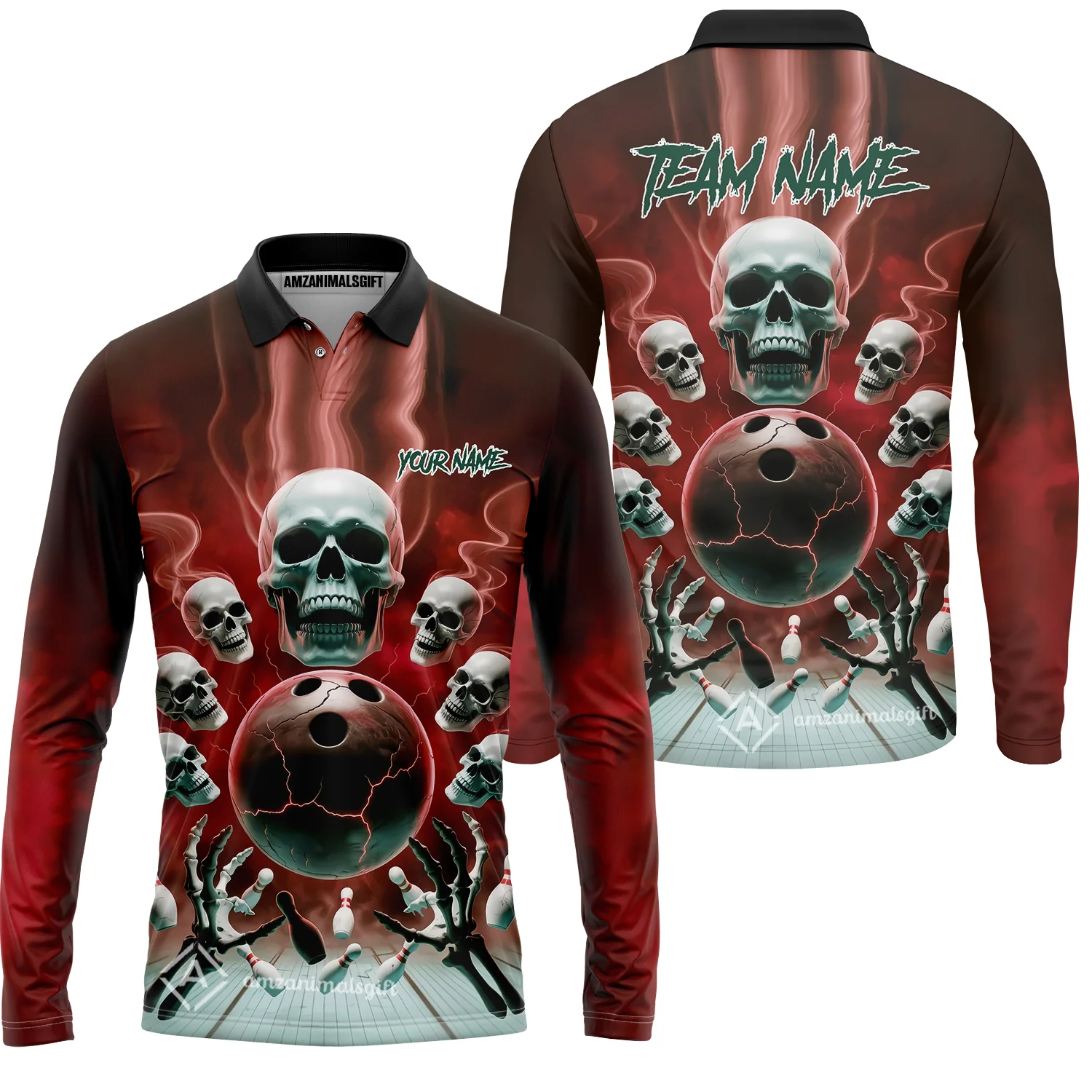 Custom Dark Fantasy Skeleton Bowling Team Jersey, Bowling Uniforms, Personalize Name And Team Name - Image 47