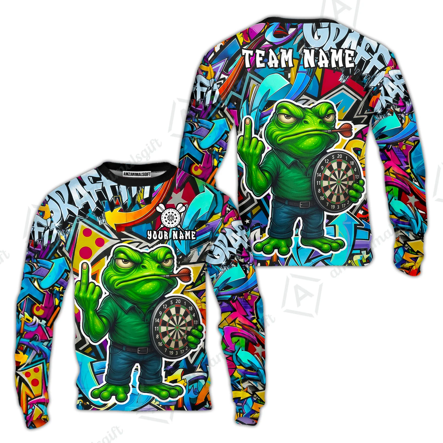 Custom Darts Team Uniform Jersey Darts, Cartoon Offended Frog Dartboard Unisex Polo Shirts, Darts Player Uniform, Personalized Name And Team Name - Image 10