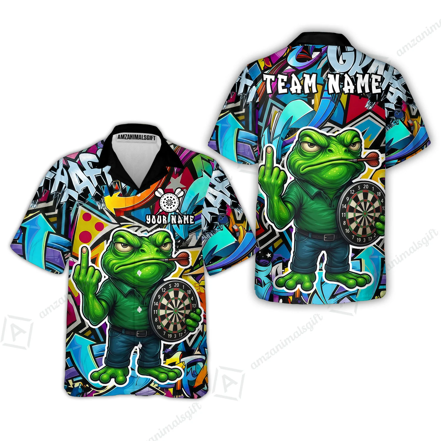 Custom Darts Team Uniform Jersey Darts, Cartoon Offended Frog Dartboard Unisex Polo Shirts, Darts Player Uniform, Personalized Name And Team Name - Image 7