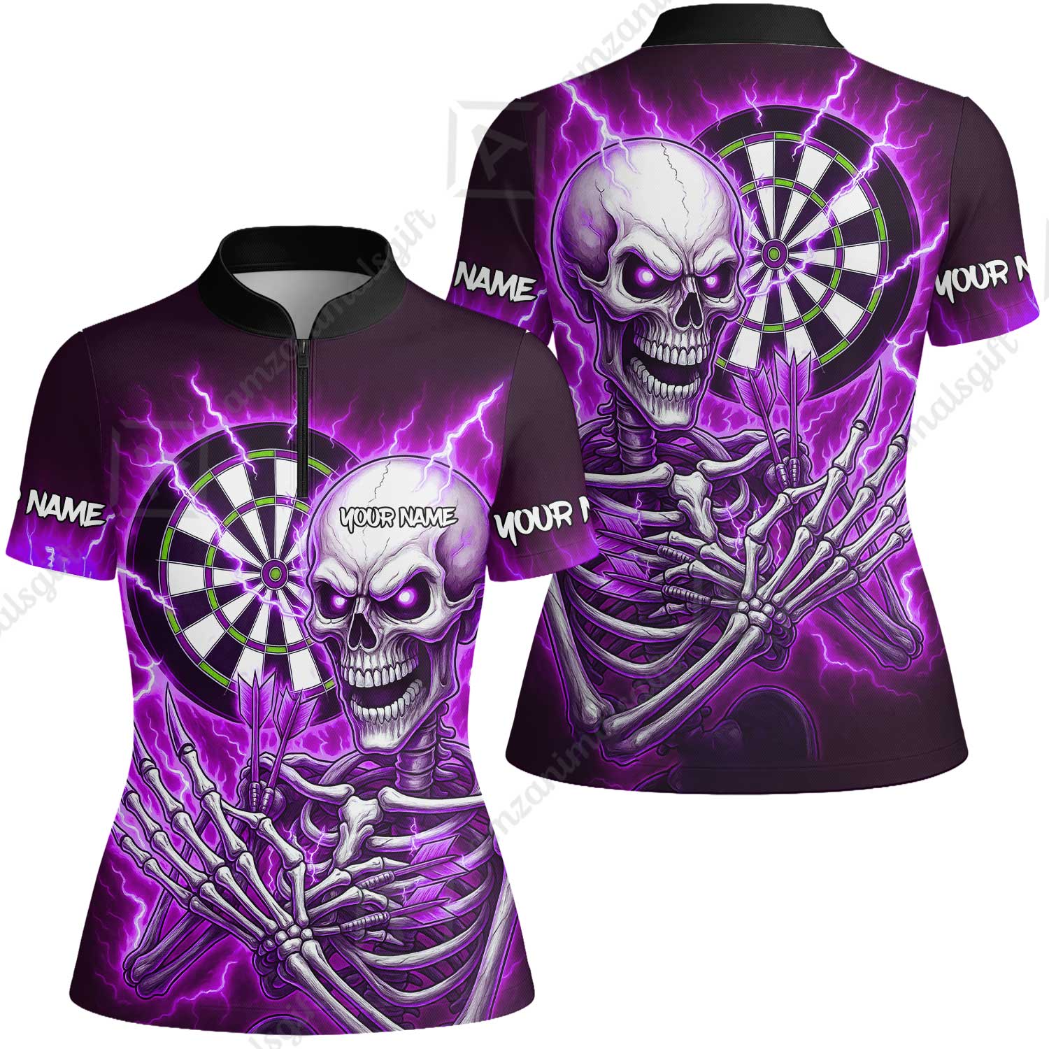 Custom Darts Team Women Jersey Shirt, Dartboard Electric Skeleton Darts Jersey Women Jersey Shirt, Custom Darts Uniforms Jersey - Image 2