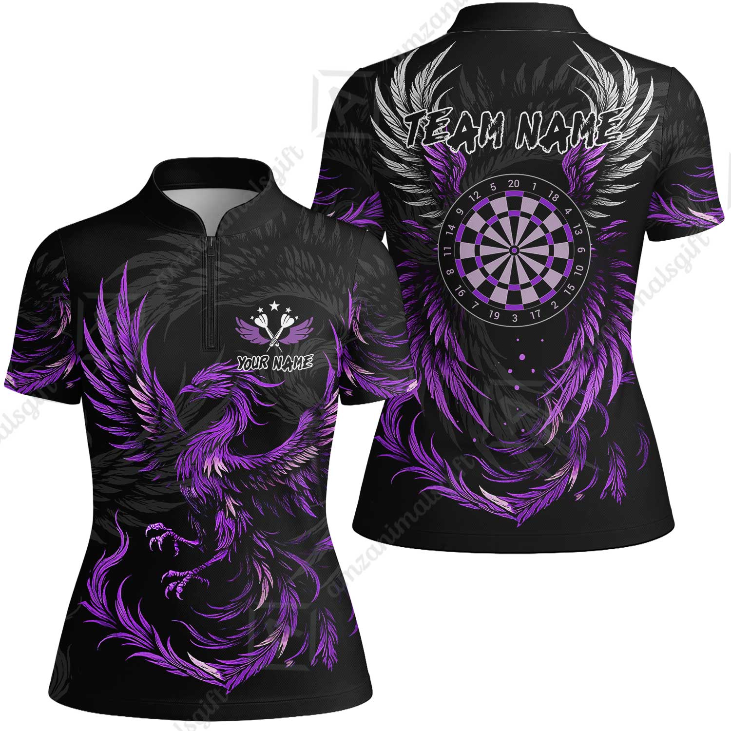Custom Darts Team Women Jersey Shirt, Phoenix Dartboard Wings Darts Jersey Women Jersey Shirt, Custom Name And Team Name Darts Uniforms Jersey - Image 2