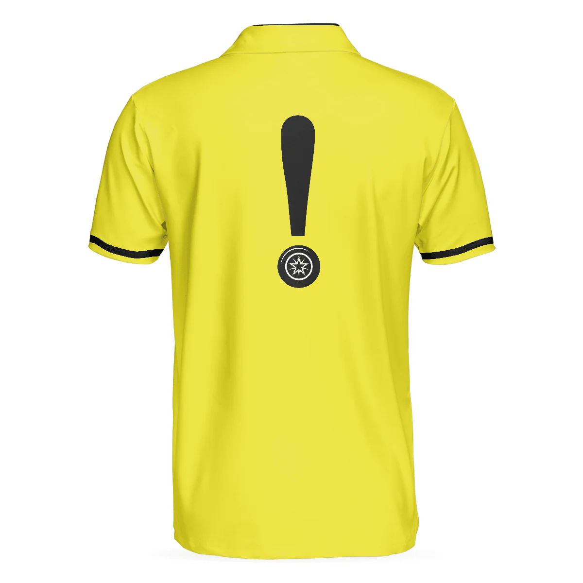 Custom Disc Golf Men Polo Shirt - Caution Beware Of Flying Discs Men Polo Shirt, Yellow Skull Polo Shirt, Best Golf Shirt For Men - Image 4