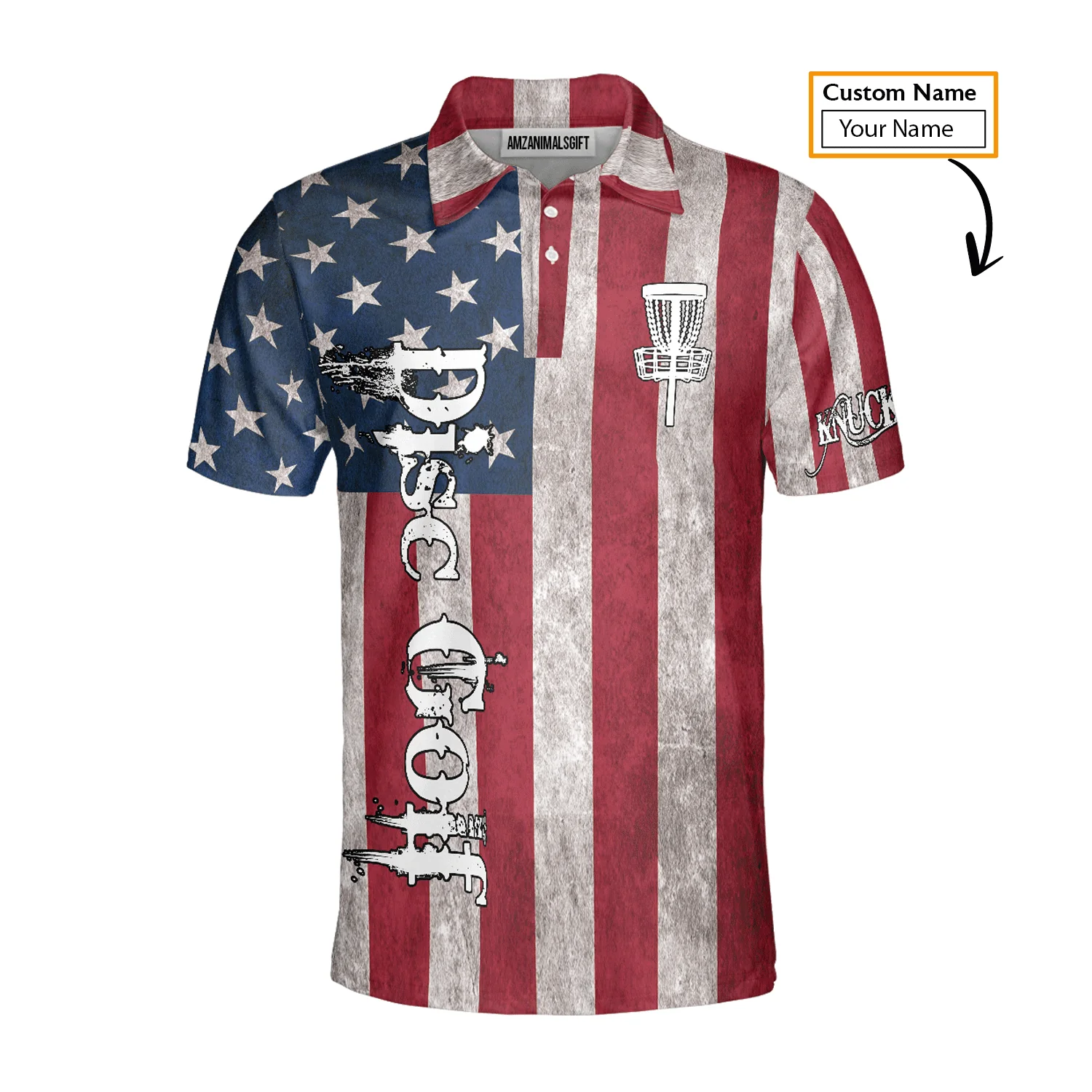 Custom Disc Golf Men Polo Shirt - Custom Name American Flag Disc Golf Basket Apparel Men Polo Shirt - Perfect Polo Shirt For Men, Disc Golf Lover - Image 8