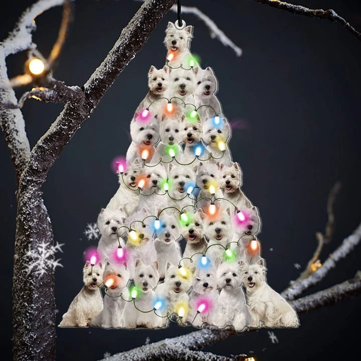 Custom Dog Acrylic Christmas Ornament, Personalized West Highland White Terrier Christmas Tree Shaped Acrylic Ornament for Dog Lover