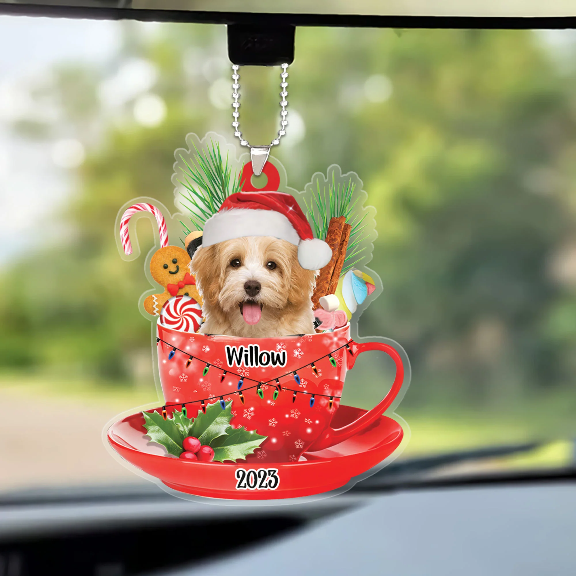 Custom Dog Acrylic Christmas Ornament, Personalized Awesome Havanese In Red Cup Christmas Acrylic Ornament for Dog Lover,Christmas - Image 3