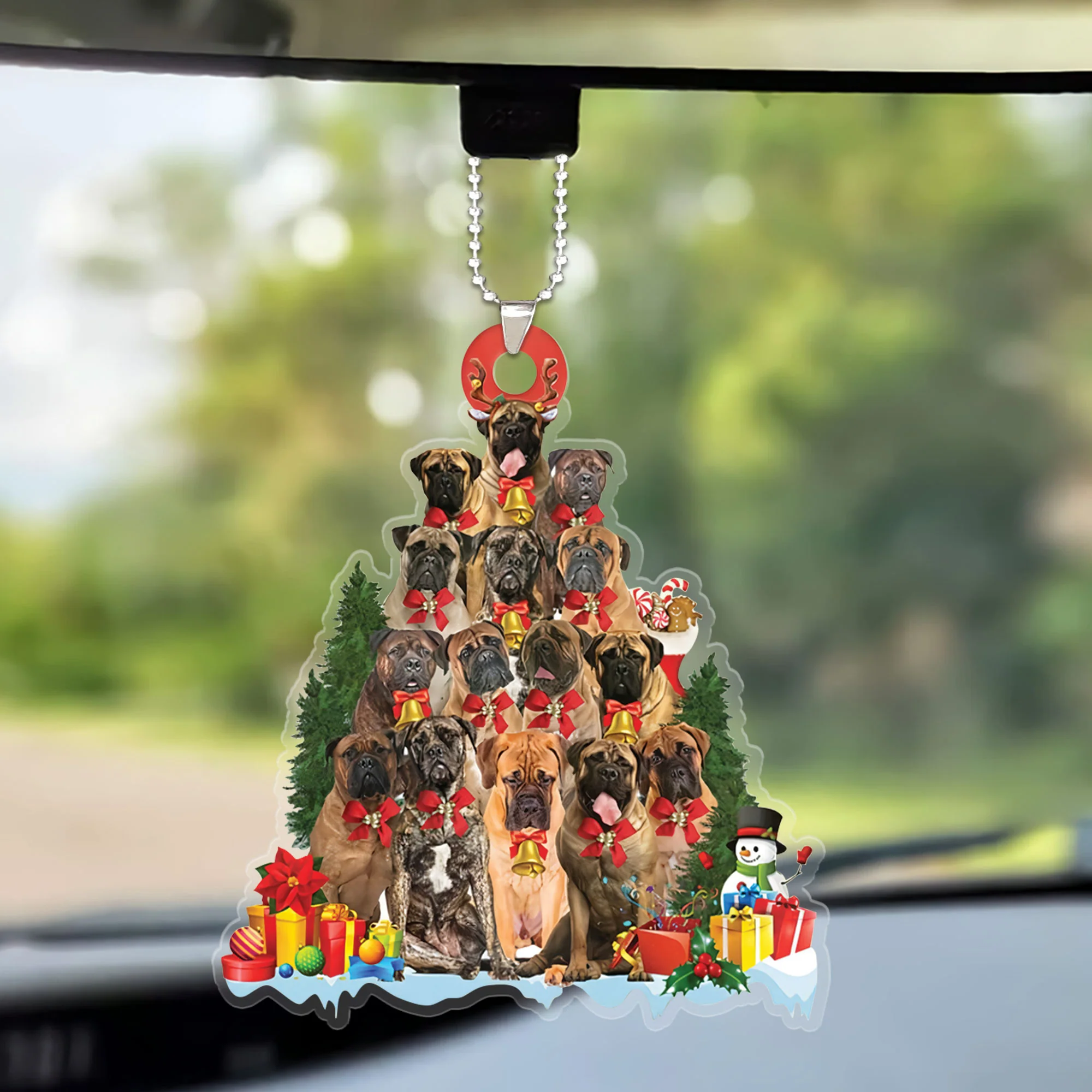 Custom Dog Christmas Car Ornament, Personalized Bullmastiff Christmas Tree Shaped Car Ornament for Dog Lover, Christmas, New Year - Image 2
