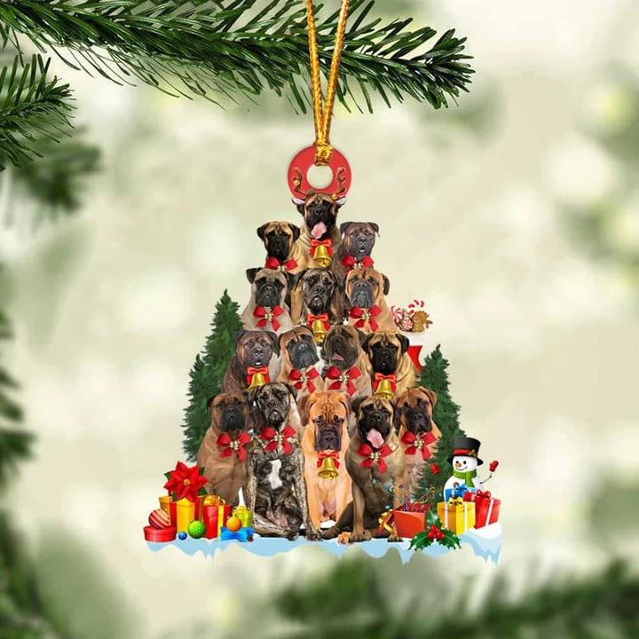 Custom Dog Acrylic Christmas Keychain, Personalized Bullmastiff Christmas Tree Shaped Acrylic Keychain for Dog Lover, Christmas, New Year - Image 5