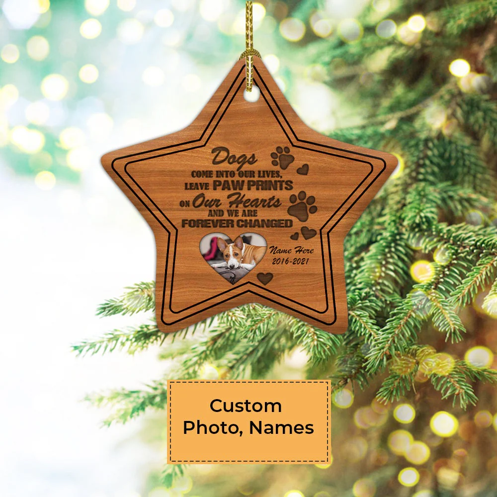 Custom Dog Photo Ceramic Ornament, Custom Pet Photo Ornament,  Dogs Come Into Our Lives - Christmas Ornament Gift For Cat Lovers, Pet Lovers - Image 4