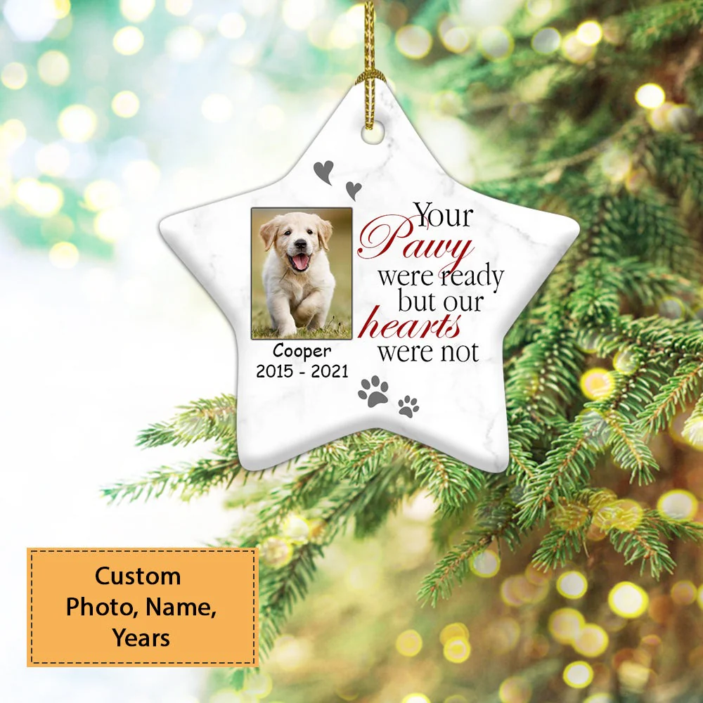 Custom Dog Photo Ceramic Ornament, Custom Pet Photo Ornament, Your Pawy Were Ready - Christmas Ornament Gift For Dog Lovers, Pet Lovers - Image 4