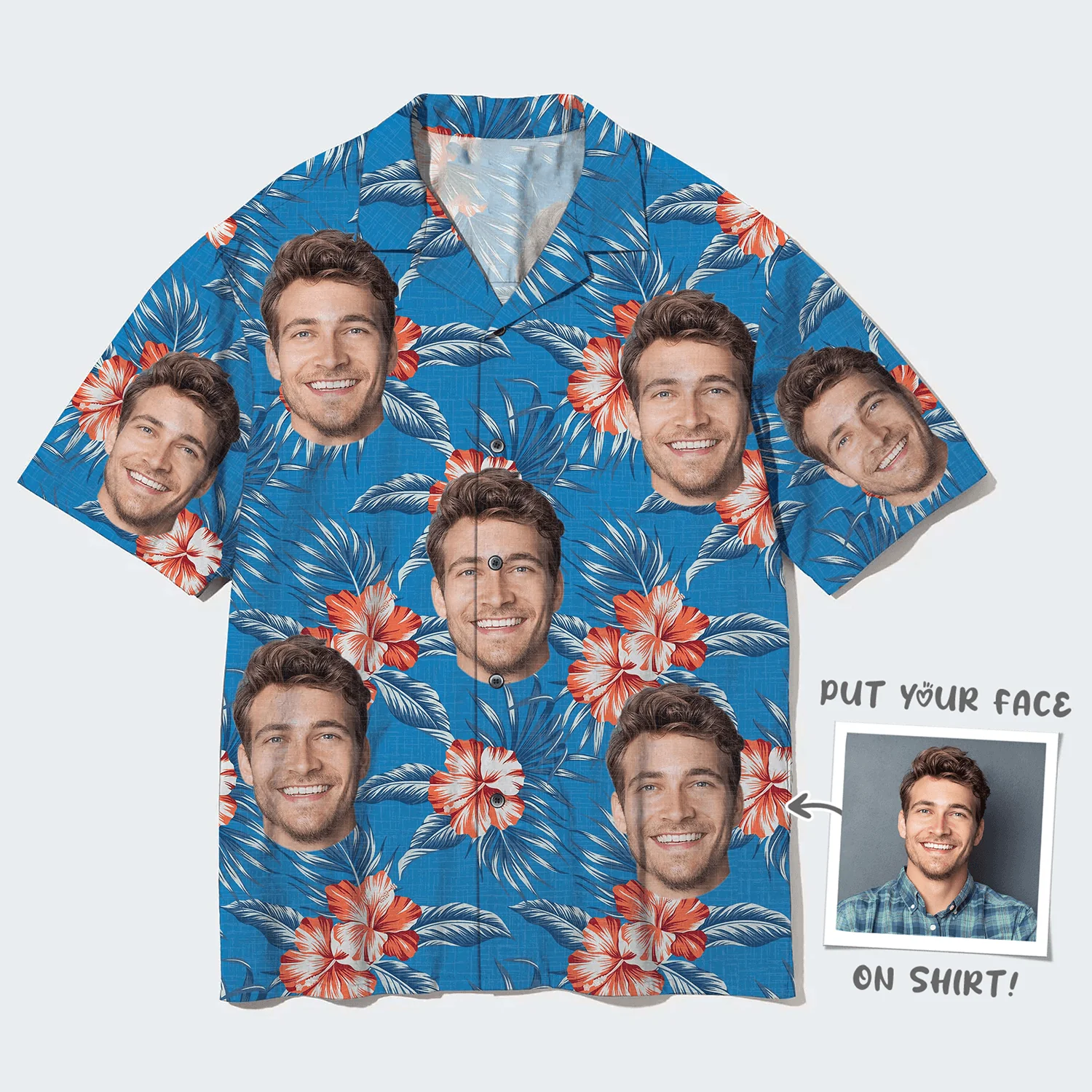 Custom Face Hawaiian Shirt, Tropical Flowers Aloha Shirt, Personalized Shirt Mother's Day, Father's Day Gift For Father, Mother, Grandma, Family - Image 3