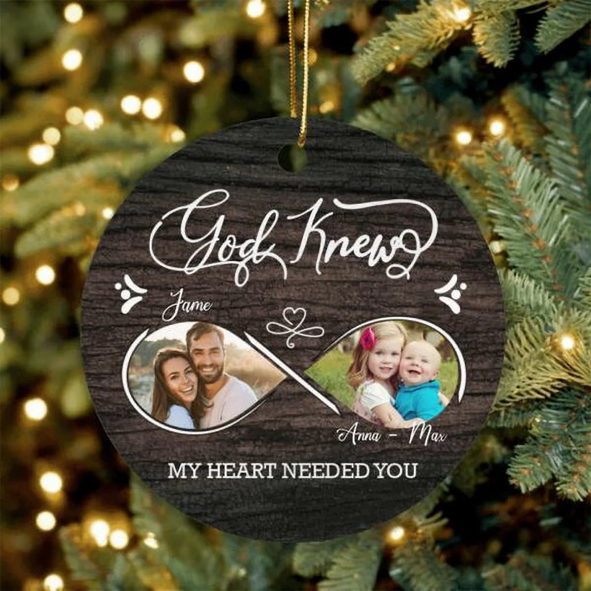 Custom Family Photo Wooden Ornament, Customized Baby Photo Wood Ornament, My Heart Needed You  - Christmas Gift For Mom, Dad, Members Family