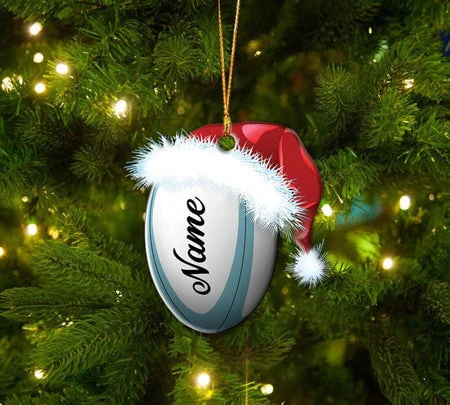 Custom Football Acrylic Christmas Ornament, Personalized Rugby Union Ball Acrylic Ornament For American Football Lover,Christmas,New Year - Image 3