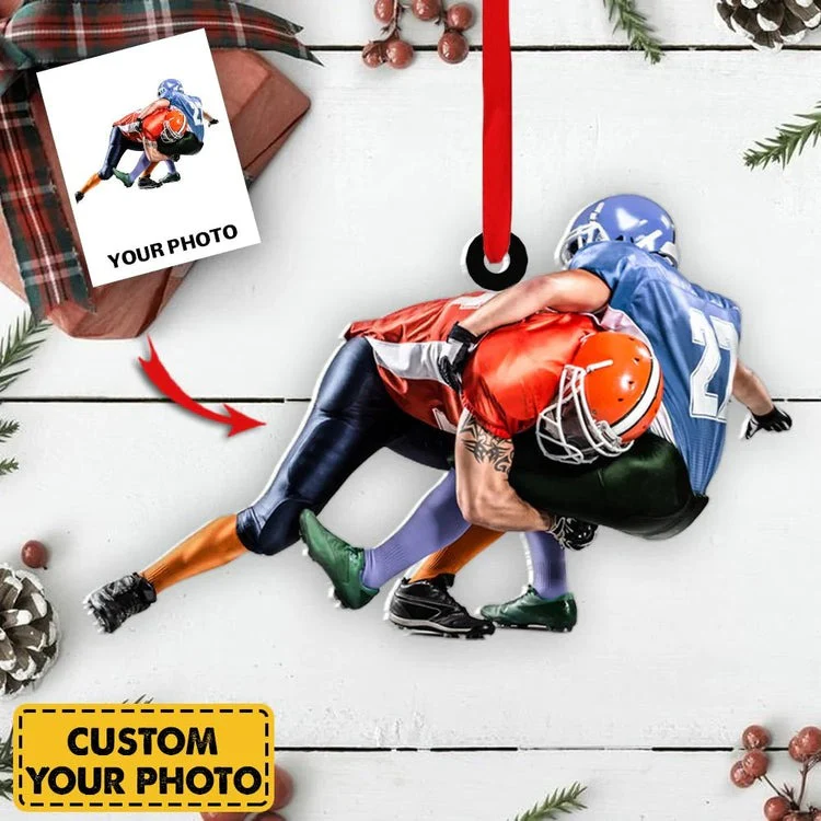 Custom Football Player Ornament - Personalized Gift for Football Lovers - Custom Photo Ornament For Football Fans - Image 2