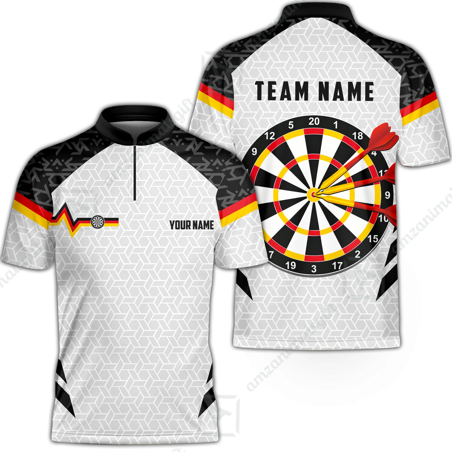 Custom Germany Darts Quarter-Zip Polo Shirt, Personalized Darts For Team Quarter-Zip Polo Shirt - Image 5