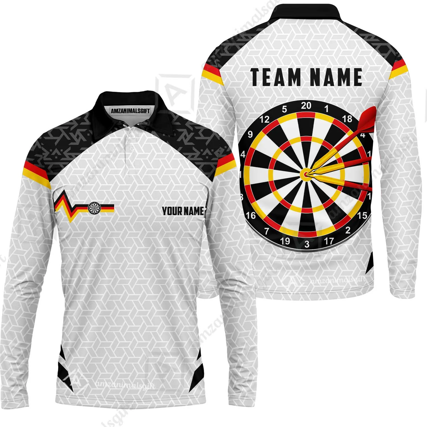Custom Germany Darts Quarter-Zip Polo Shirt, Personalized Darts For Team Quarter-Zip Polo Shirt - Image 7