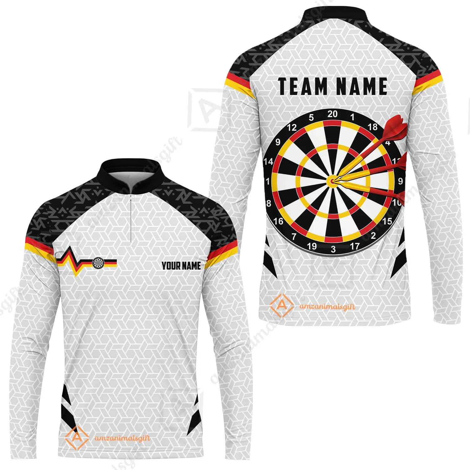 Custom Germany Darts Quarter-Zip Polo Shirt, Personalized Darts For Team Quarter-Zip Polo Shirt - Image 8