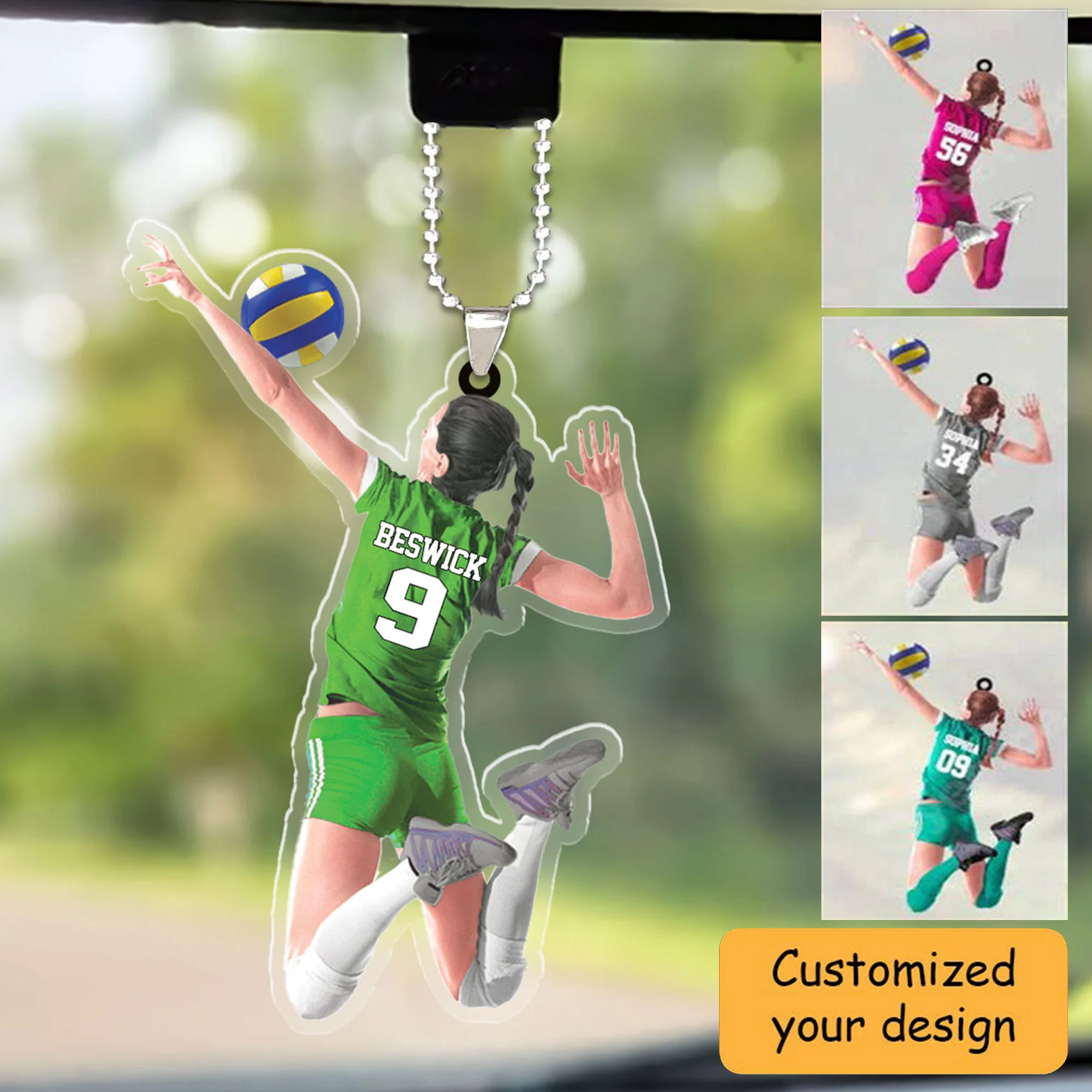 Custom Girl Beach Volleyball Car Ornament - Gift For Volleyball Players - Image 2