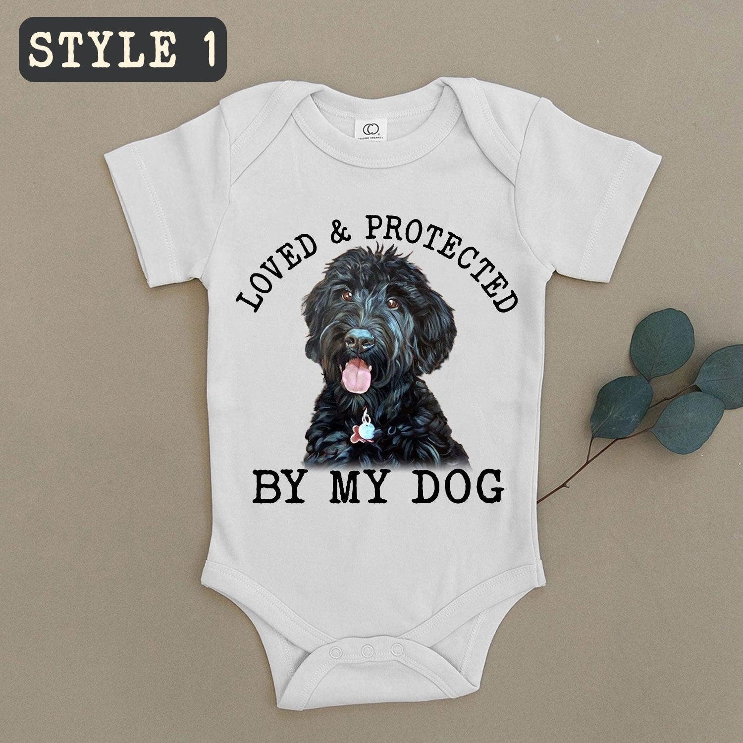 Custom Goldendoodle Baby Onesies, Loved & Protected By Custom Dog Newborn Onesies, Personalized Onesies - Perfect Gift For Baby, Baby Gift Onesie