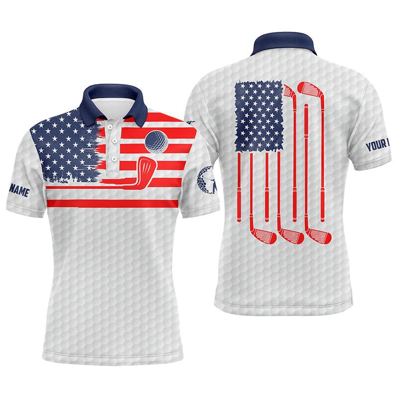 Custom Golf Long Sleeve Men Polo Shirt - American Flag Custom Name Multicolor Apparel Men Golf Polo Shirt - Perfect Polo Shirt For Men, Golf Lover - Image 9