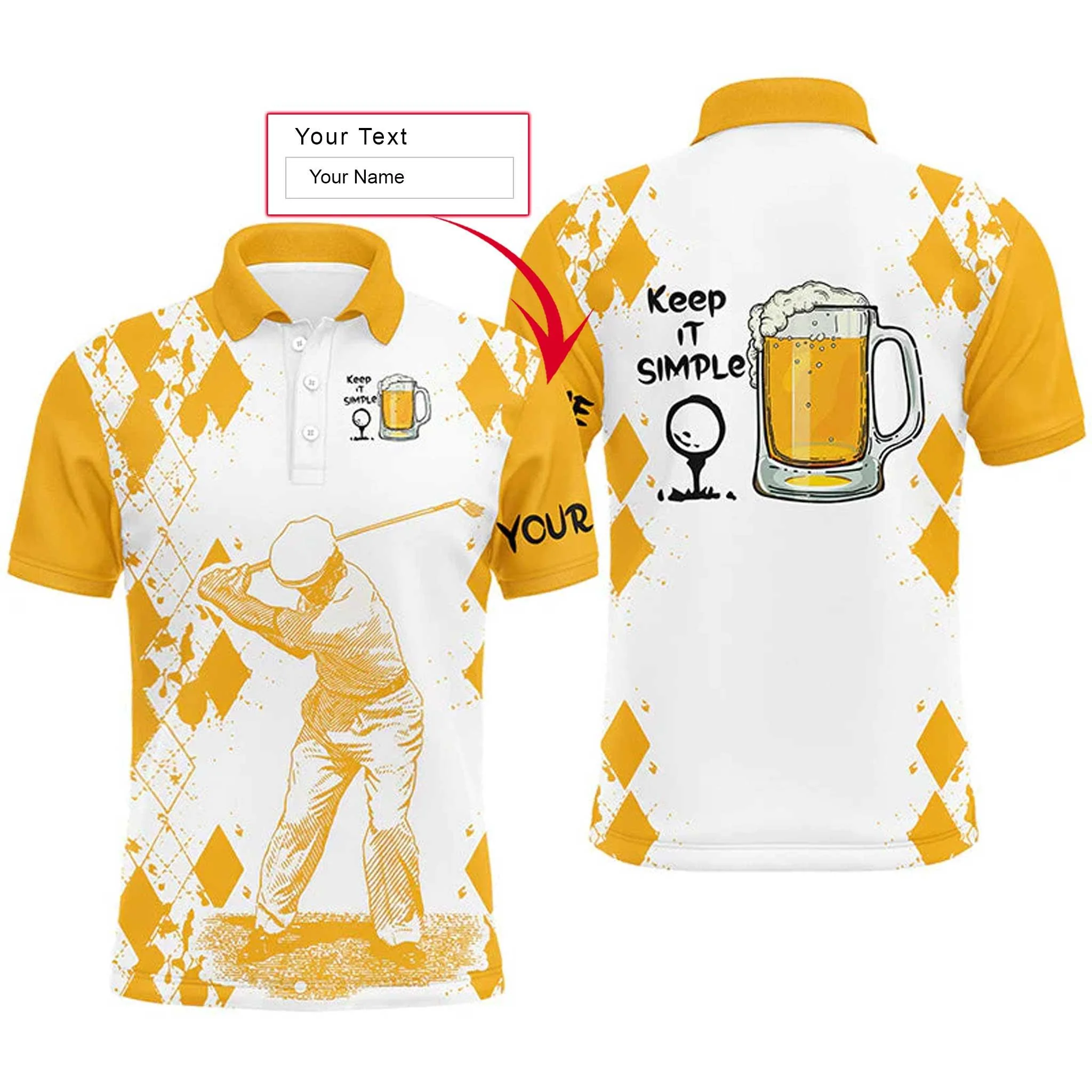 Custom Golf Long Sleeve Men Polo Shirt - Beer And Golf Men Polo Shirt, Keep It Simple Men Polo Shirt - Perfect Polo Shirt For Men, Golfers - Image 3