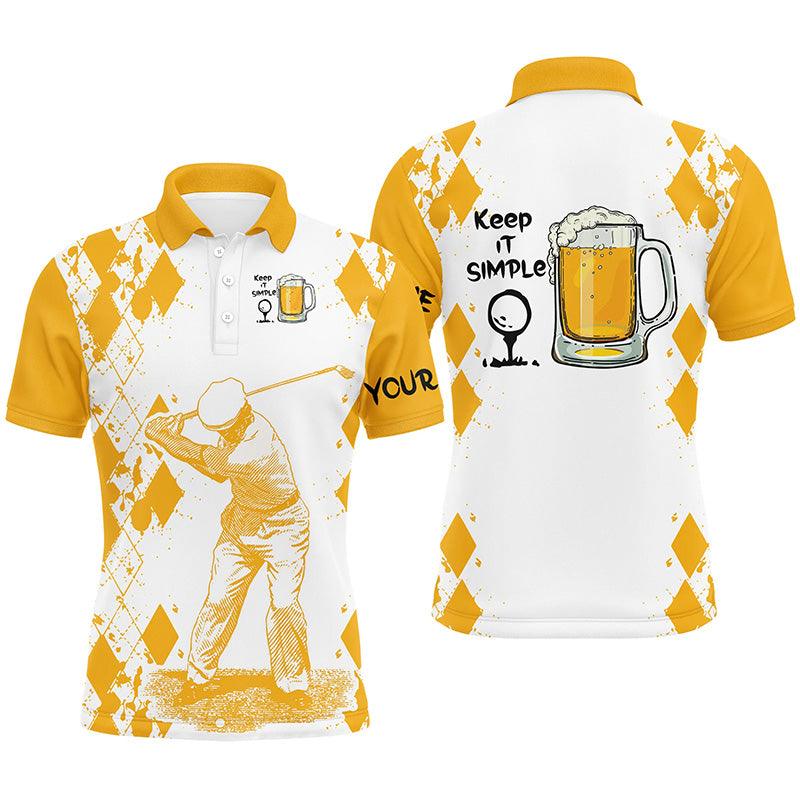 Custom Golf Long Sleeve Men Polo Shirt - Beer And Golf Men Polo Shirt, Keep It Simple Men Polo Shirt - Perfect Polo Shirt For Men, Golfers - Image 4
