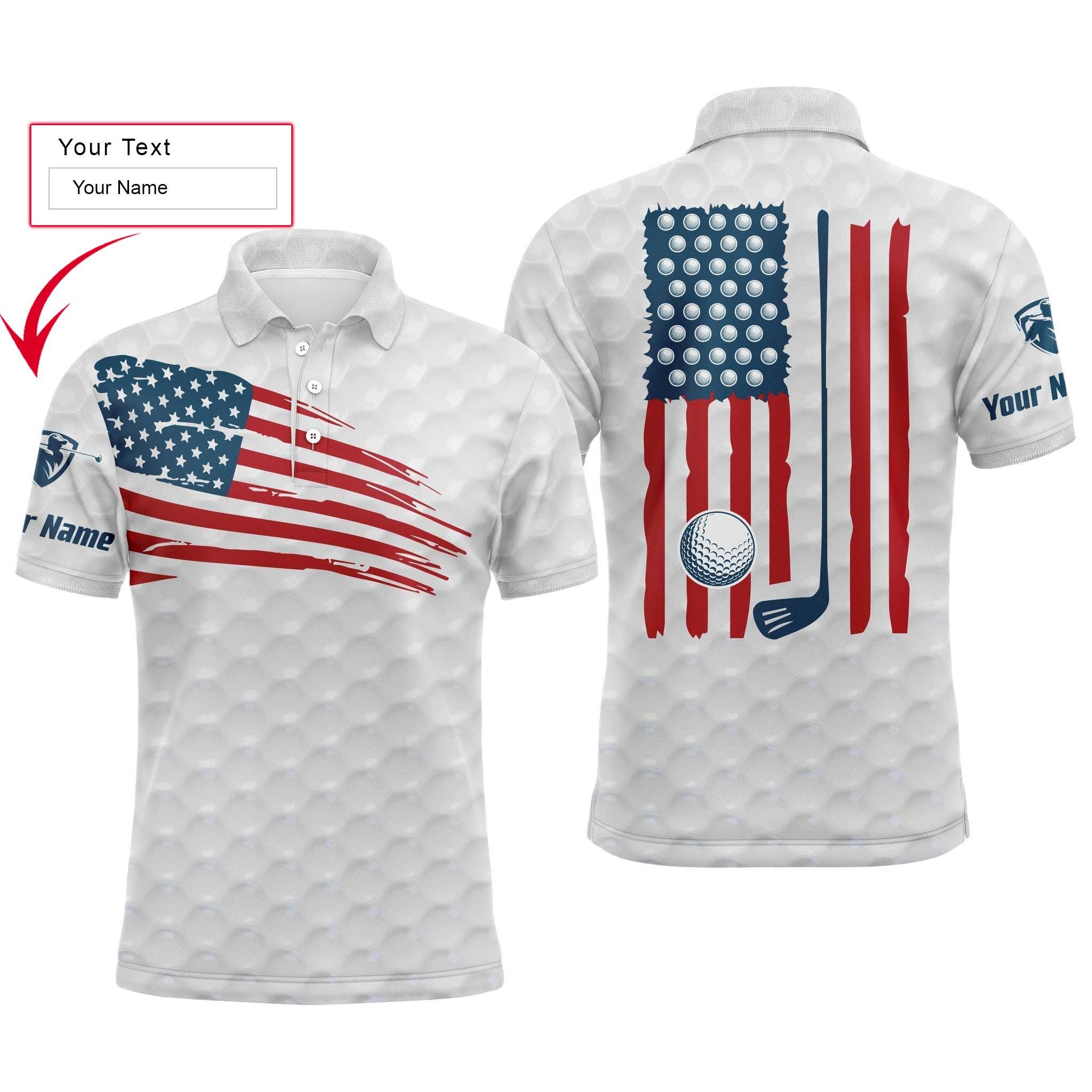 Custom Golf Long Sleeve Men Polo Shirt - Custom Name American Flag Multicolor Apparel - Personalized Gift For Men, Golf Lover - Image 6