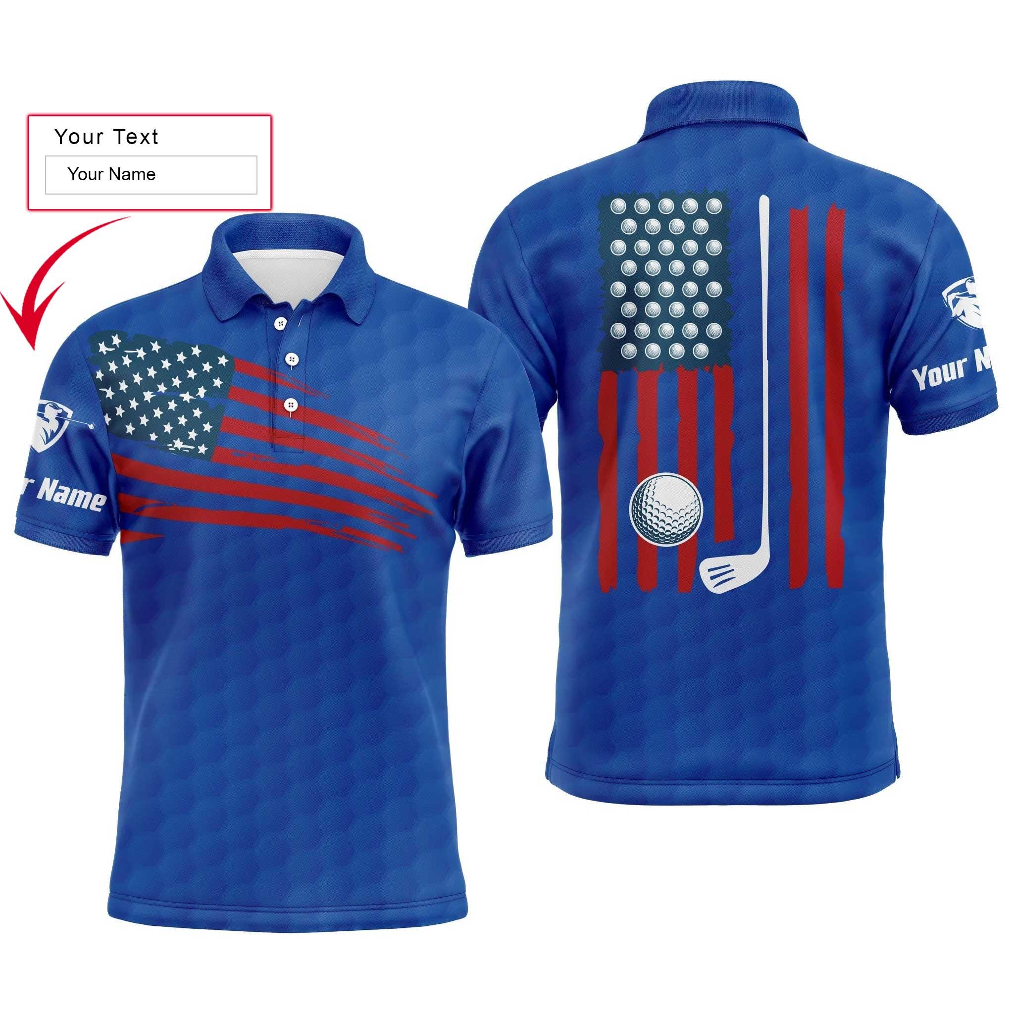 Custom Golf Long Sleeve Men Polo Shirt - Custom Name American Flag Multicolor Apparel - Personalized Gift For Men, Golf Lover - Image 7