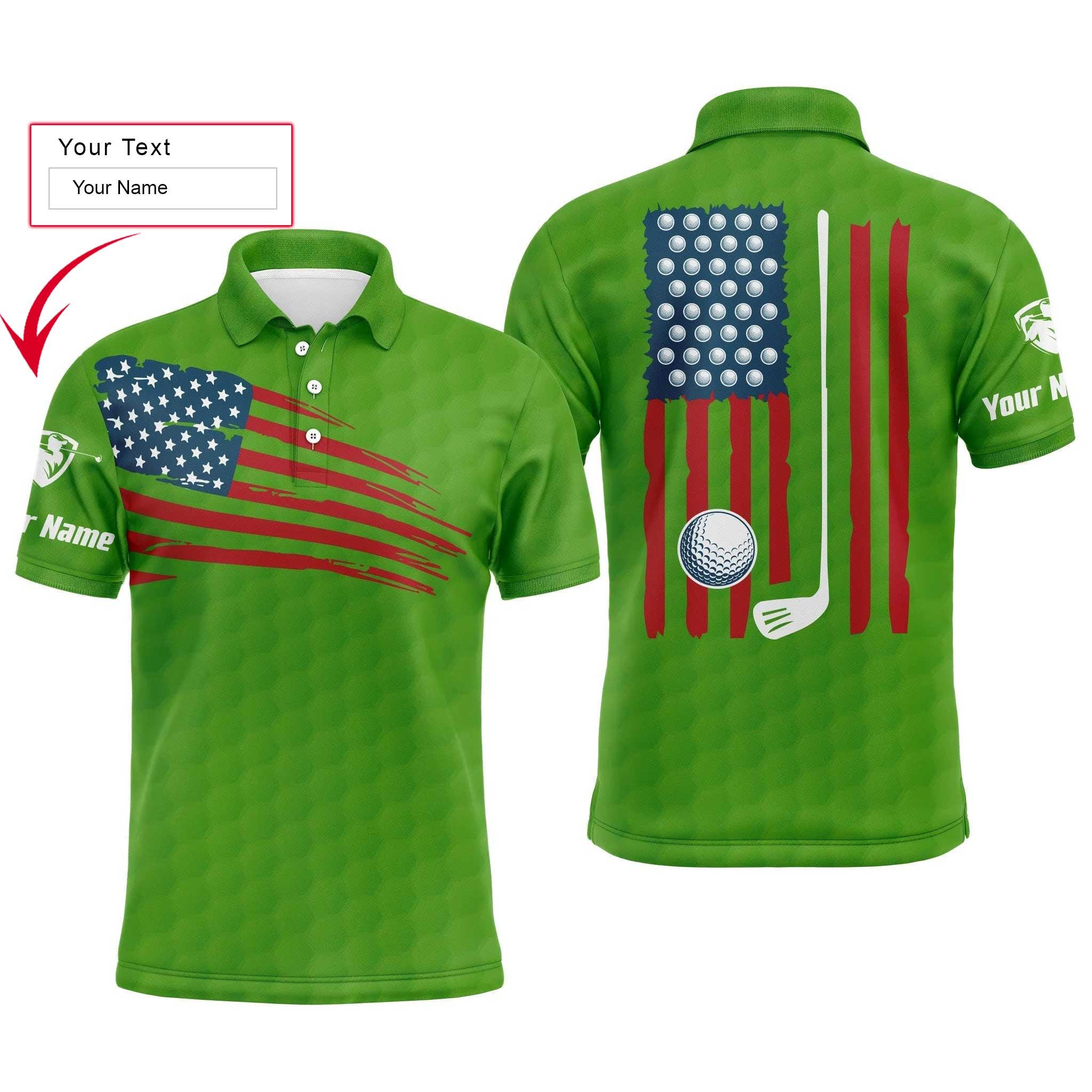 Custom Golf Long Sleeve Men Polo Shirt - Custom Name American Flag Multicolor Apparel - Personalized Gift For Men, Golf Lover - Image 8