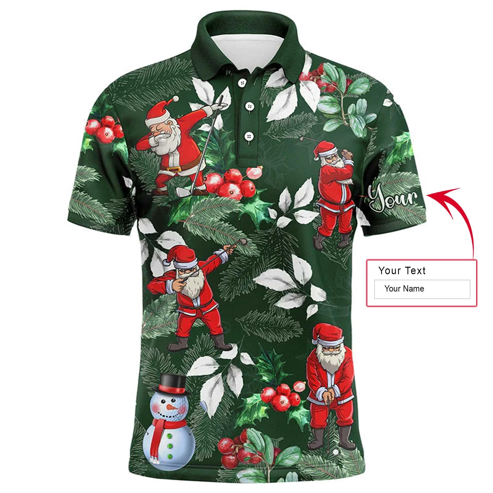 Custom Golf Long Sleeve Men Polo Shirt - Custom Name Funny Christmas, Santa Golfer Apparel - Personalized Gift For Men, Golf Lover - Image 3