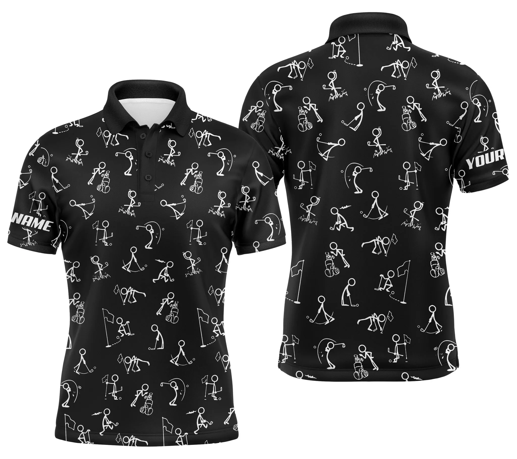 Custom Golf Long Sleeve Men Polo Shirt, Custom Name funny Golf Pattern Wear Apparel- Personalized Sports Gift For Men, Golf Lovers - Image 9