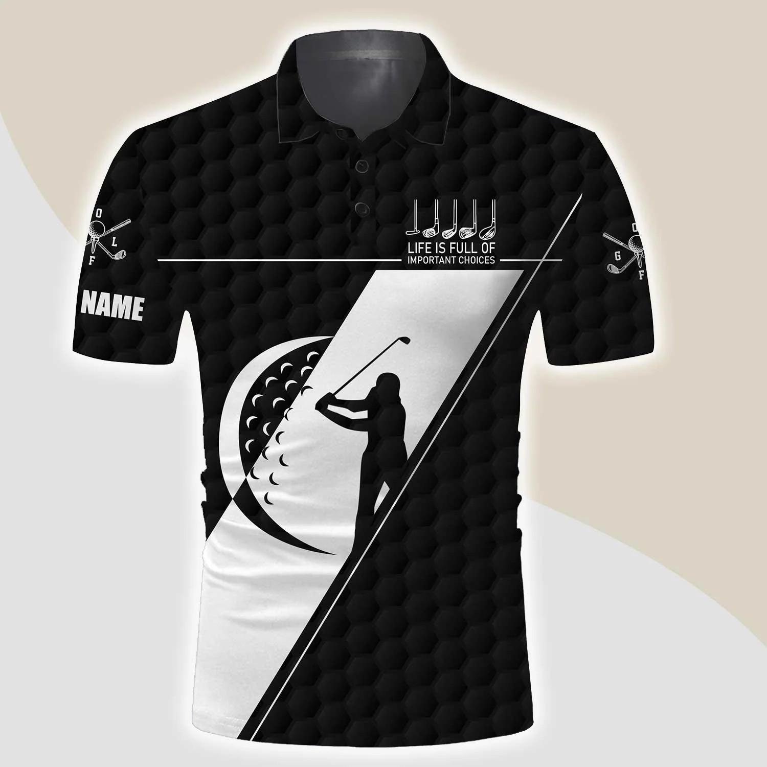 Custom Golf Long Sleeve Men Polo Shirt - Custom name, Life Is Full Of Important Choices Men Golf Polo Shirt- Perfect Polo Shirt For Men, Golfers - Image 3