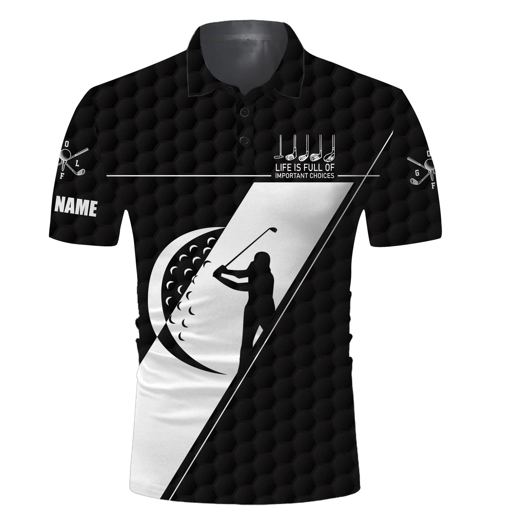 Custom Golf Long Sleeve Men Polo Shirt - Custom name, Life Is Full Of Important Choices Men Golf Polo Shirt- Perfect Polo Shirt For Men, Golfers - Image 4