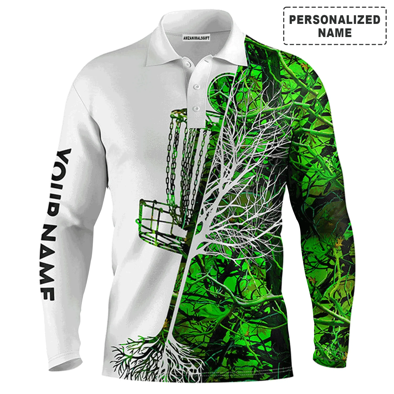 Custom Golf Long Sleeve Men Polo Shirt, Custom Name Pink Camo Disc Golf Basket Apparel Men Polo Shirt - Perfect Gift For Men, Golf Lover - Image 10