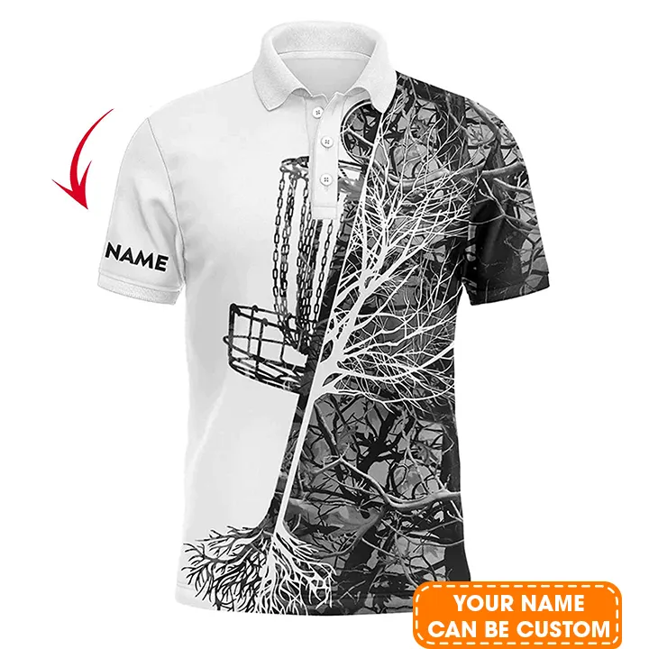 Custom Golf Long Sleeve Men Polo Shirt, Custom Name Pink Camo Disc Golf Basket Apparel Men Polo Shirt - Perfect Gift For Men, Golf Lover - Image 6