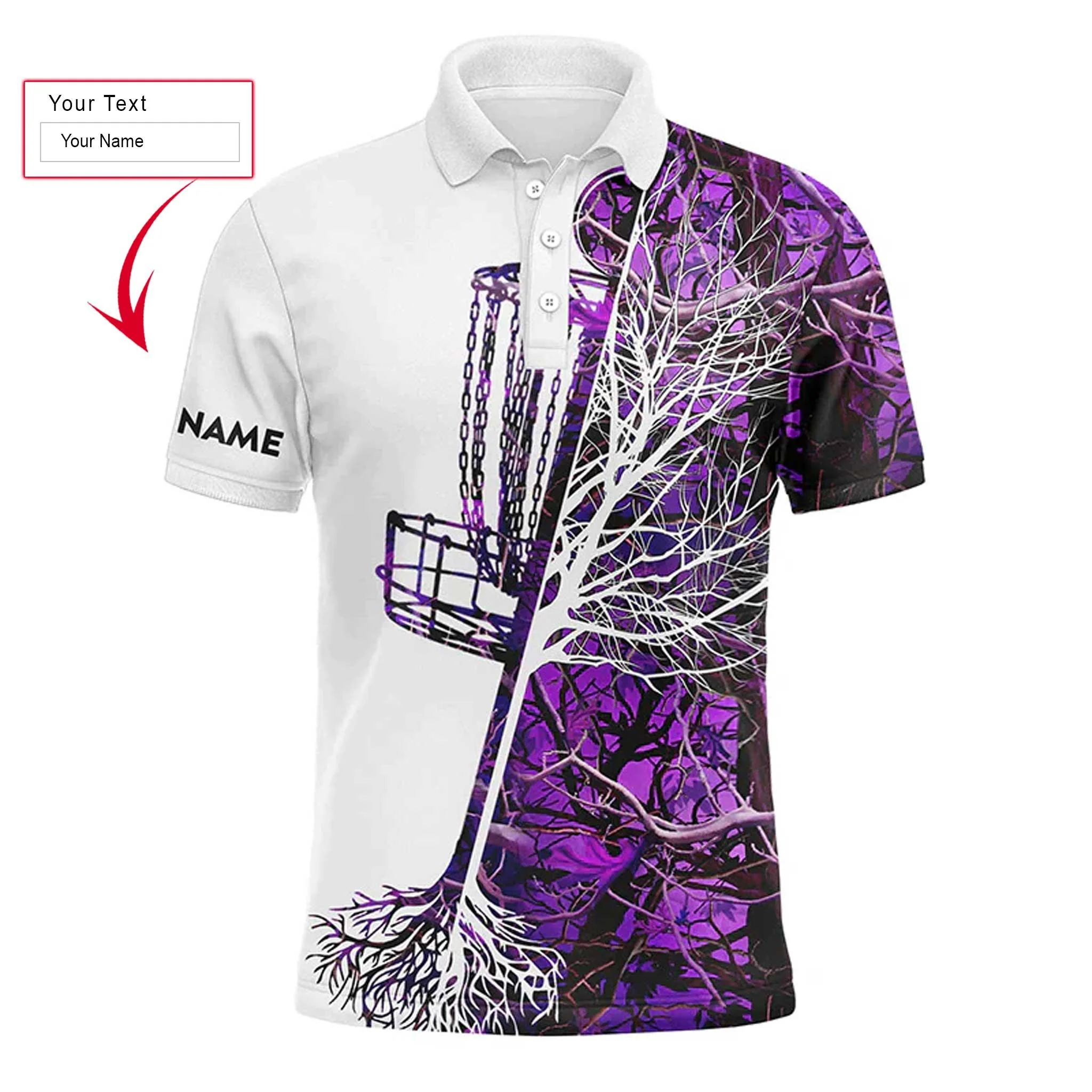 Custom Golf Long Sleeve Men Polo Shirt, Custom Name Pink Camo Disc Golf Basket Apparel Men Polo Shirt - Perfect Gift For Men, Golf Lover - Image 7
