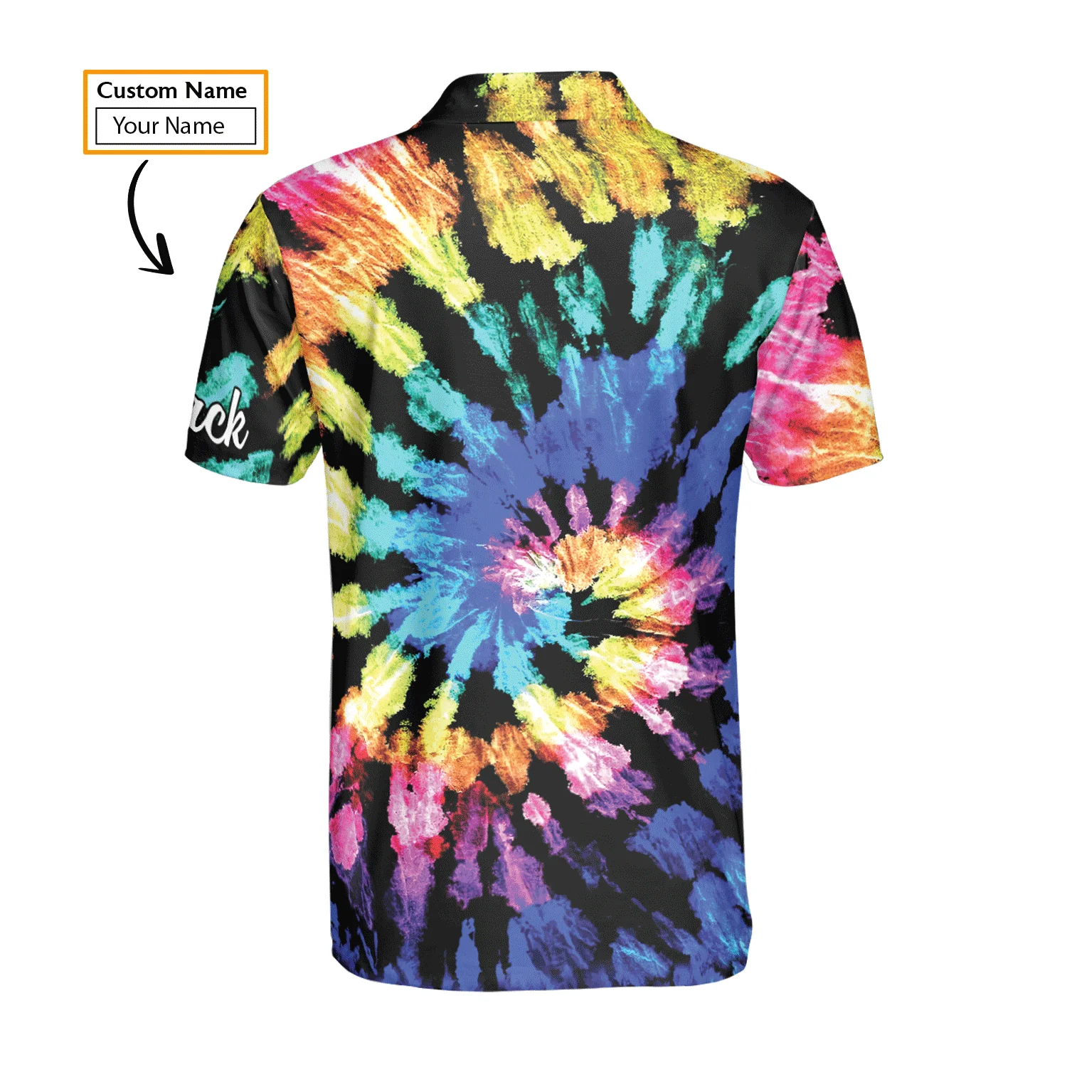 Custom Golf Long Sleeve Men Polo Shirt - Custom Name Tie Dye Pattern Apparel - Personalized Gift For Golf Lover, Men - Image 5