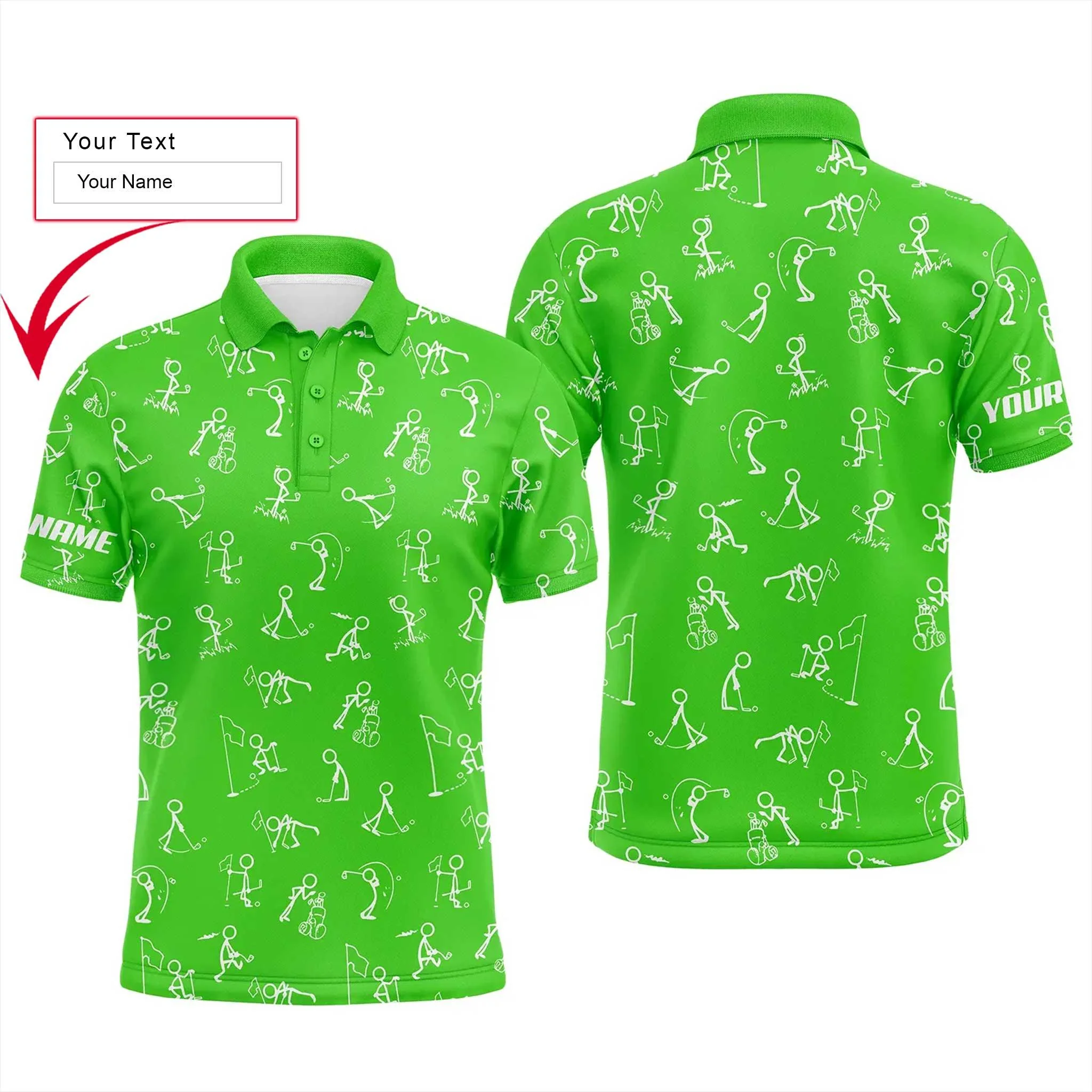 Custom Golf Long Sleeve Men Polo Shirt- Funny Golf Pattern Custom Name Multicolor Apparel - Personalized Gift For Men, Golf Lover, Team, Husband - Image 7