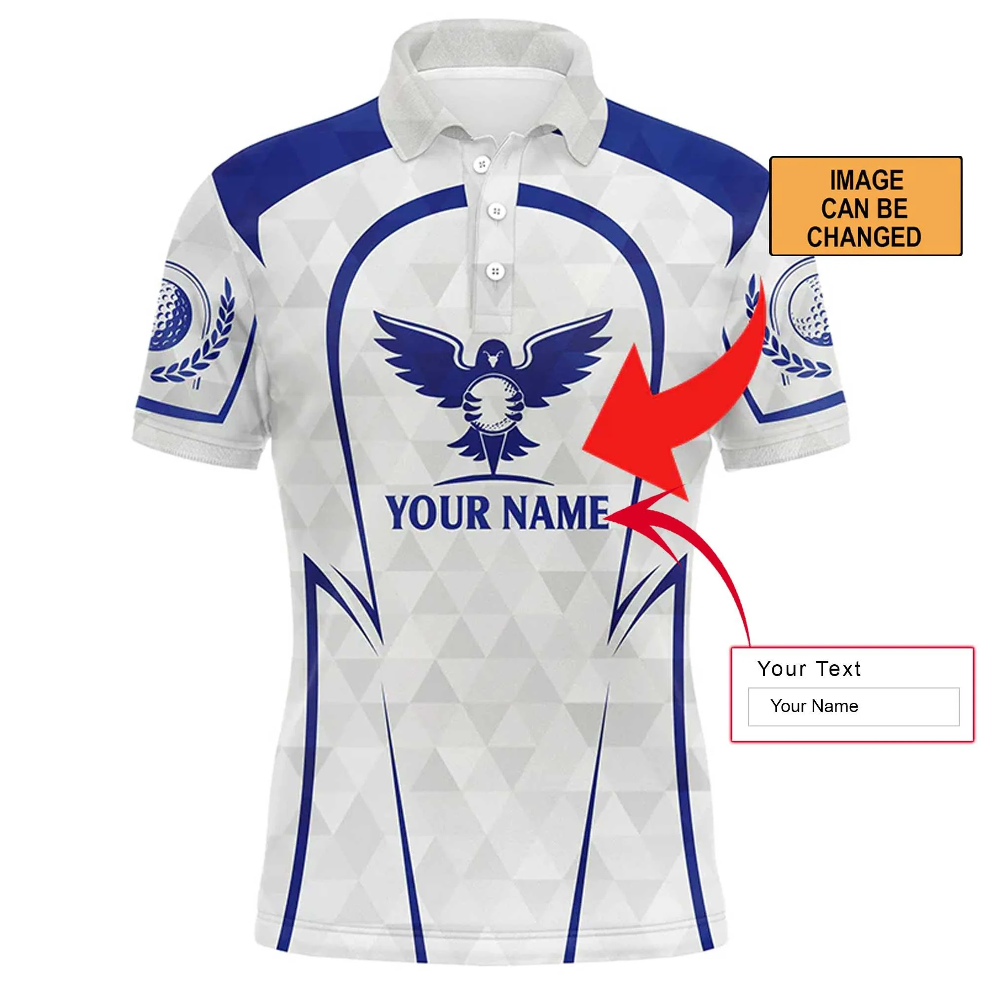 Custom Golf Long Sleeve Men Polo Shirt - Golf Clubs Custom Name And Logo Blue & White Apparel - Personalized Gift For Men, Golf Lover - Image 3