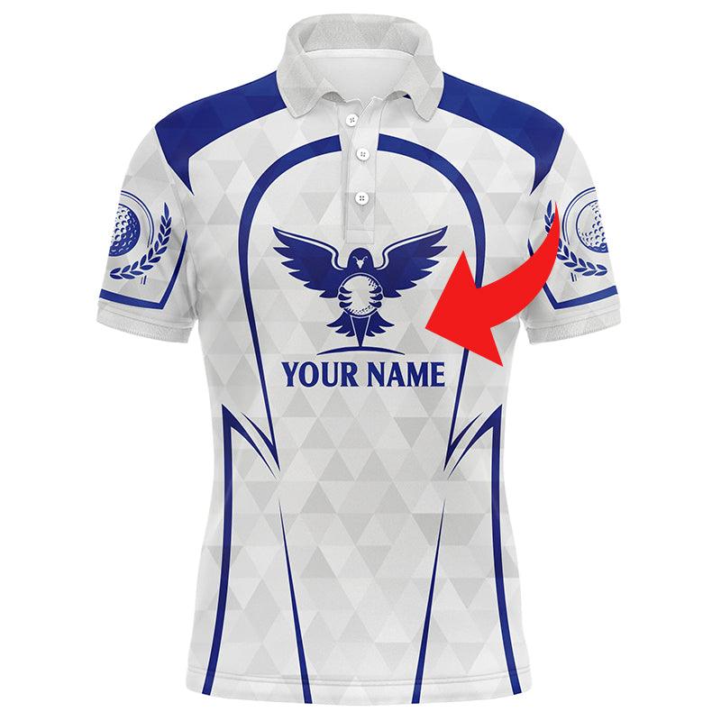 Custom Golf Long Sleeve Men Polo Shirt - Golf Clubs Custom Name And Logo Blue & White Apparel - Personalized Gift For Men, Golf Lover - Image 4