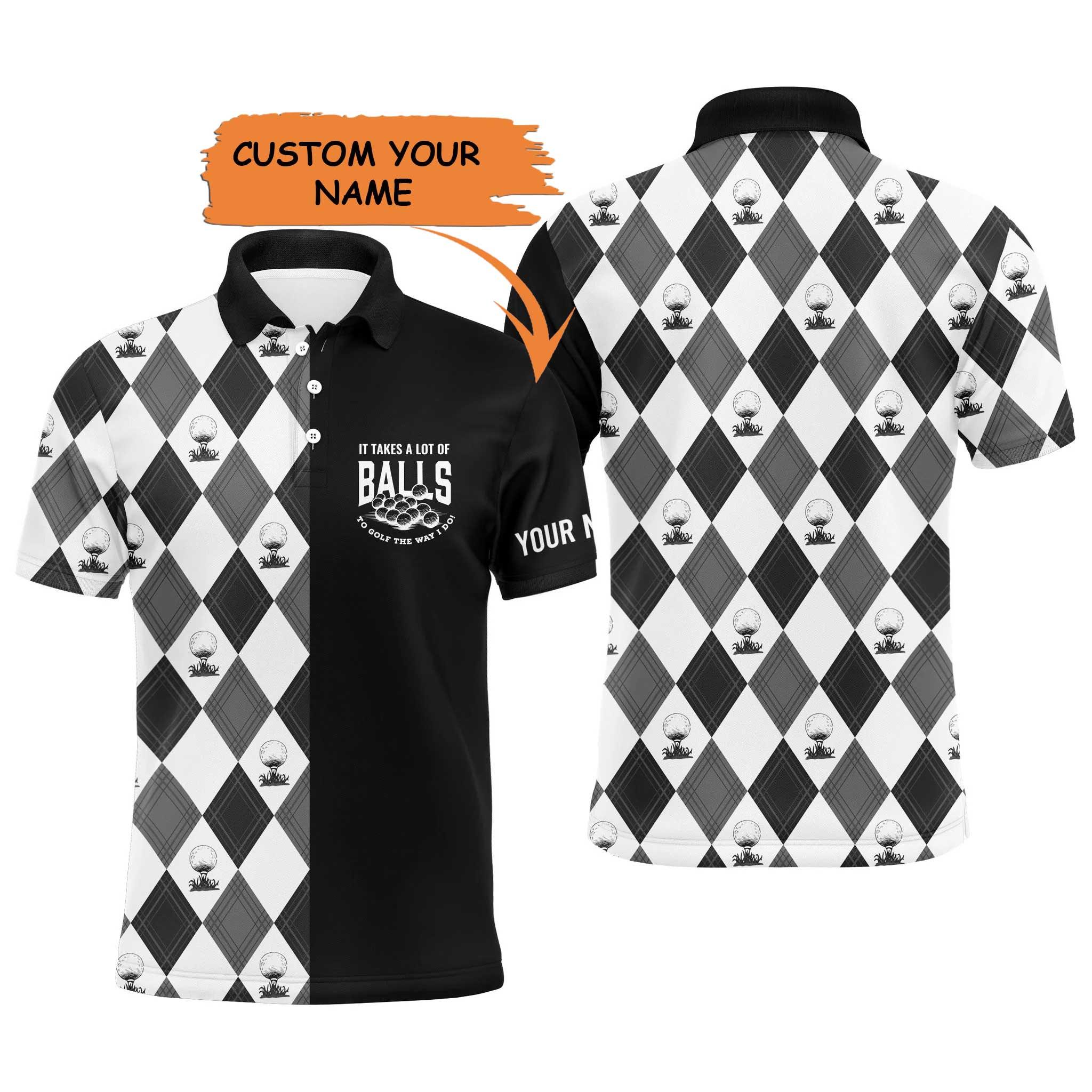 Custom Golf Long Sleeve Men Polo Shirt - It Takes A Lot Of Balls To Golf The Way I Do Men Golf Polo Shirt - Perfect Polo Shirt For Men, Golfers - Image 3