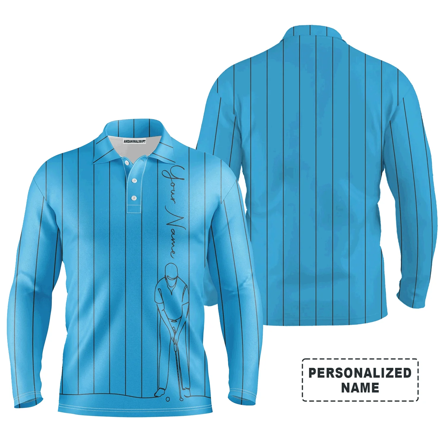 Custom Golf Long Sleeve Men Polo Shirt - Multicolor Stripe Pattern Custom Name Apparel - Personalized Gift For Men, Golf Lover - Image 11