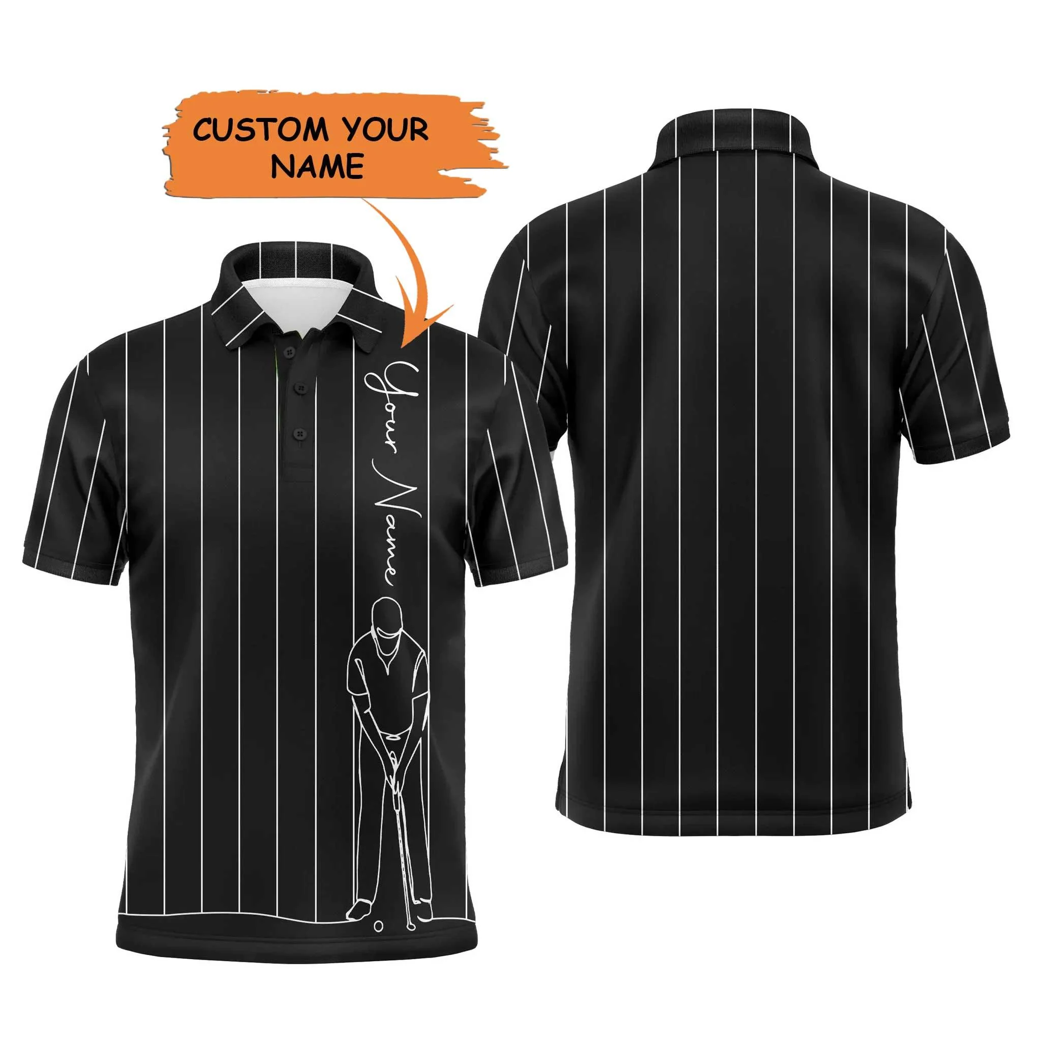 Custom Golf Long Sleeve Men Polo Shirt - Multicolor Stripe Pattern Custom Name Apparel - Personalized Gift For Men, Golf Lover - Image 5