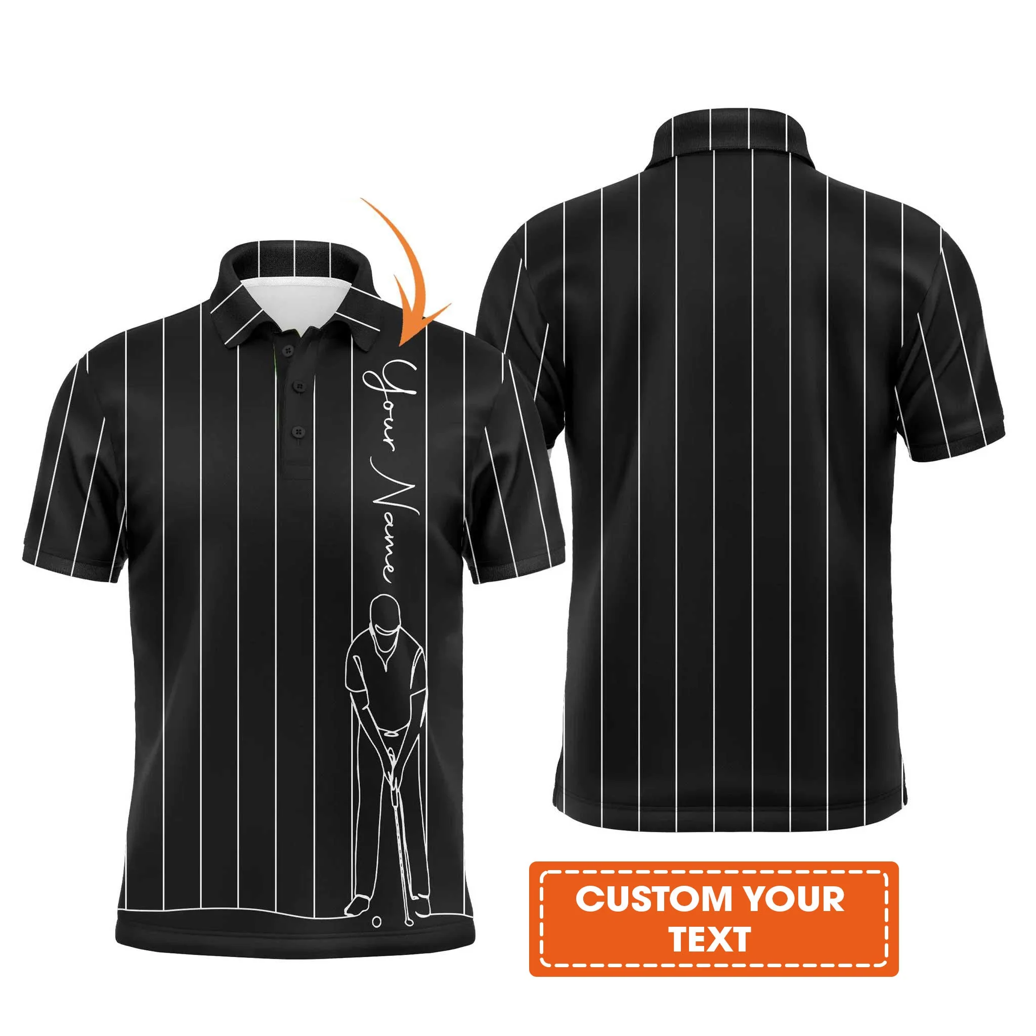 Custom Golf Long Sleeve Men Polo Shirt - Multicolor Stripe Pattern Custom Name Apparel - Personalized Gift For Men, Golf Lover - Image 6