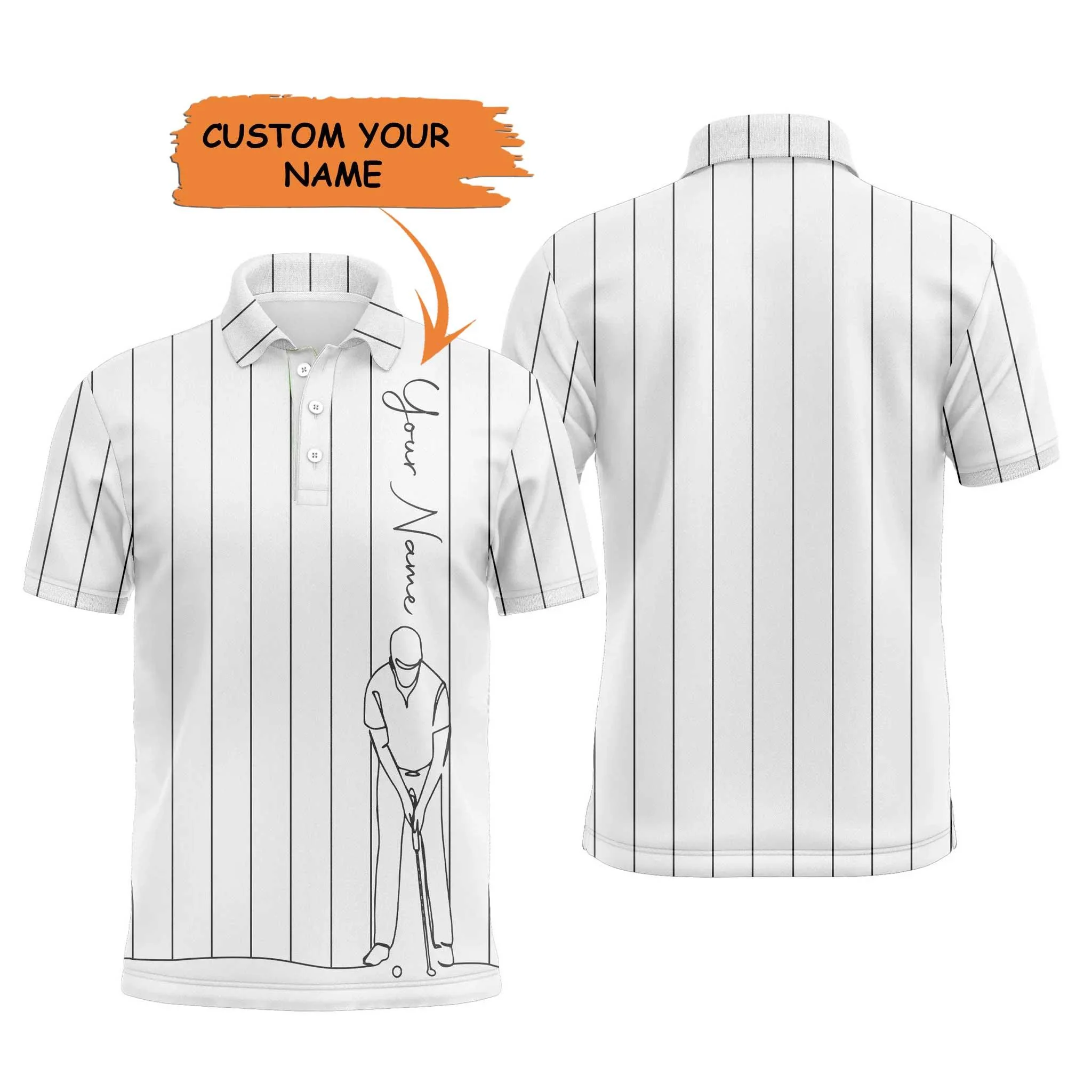 Custom Golf Long Sleeve Men Polo Shirt - Multicolor Stripe Pattern Custom Name Apparel - Personalized Gift For Men, Golf Lover - Image 7