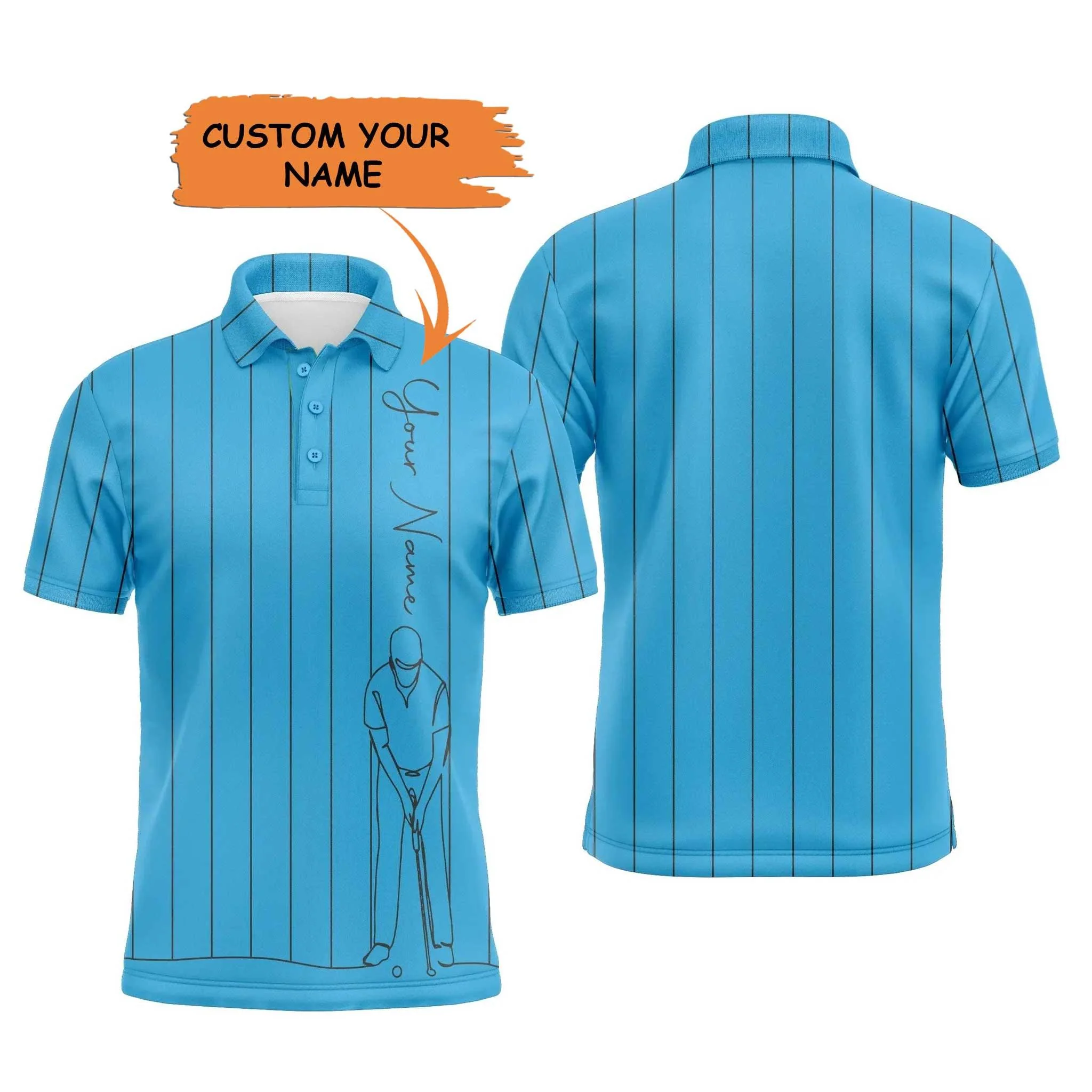 Custom Golf Long Sleeve Men Polo Shirt - Multicolor Stripe Pattern Custom Name Apparel - Personalized Gift For Men, Golf Lover - Image 8