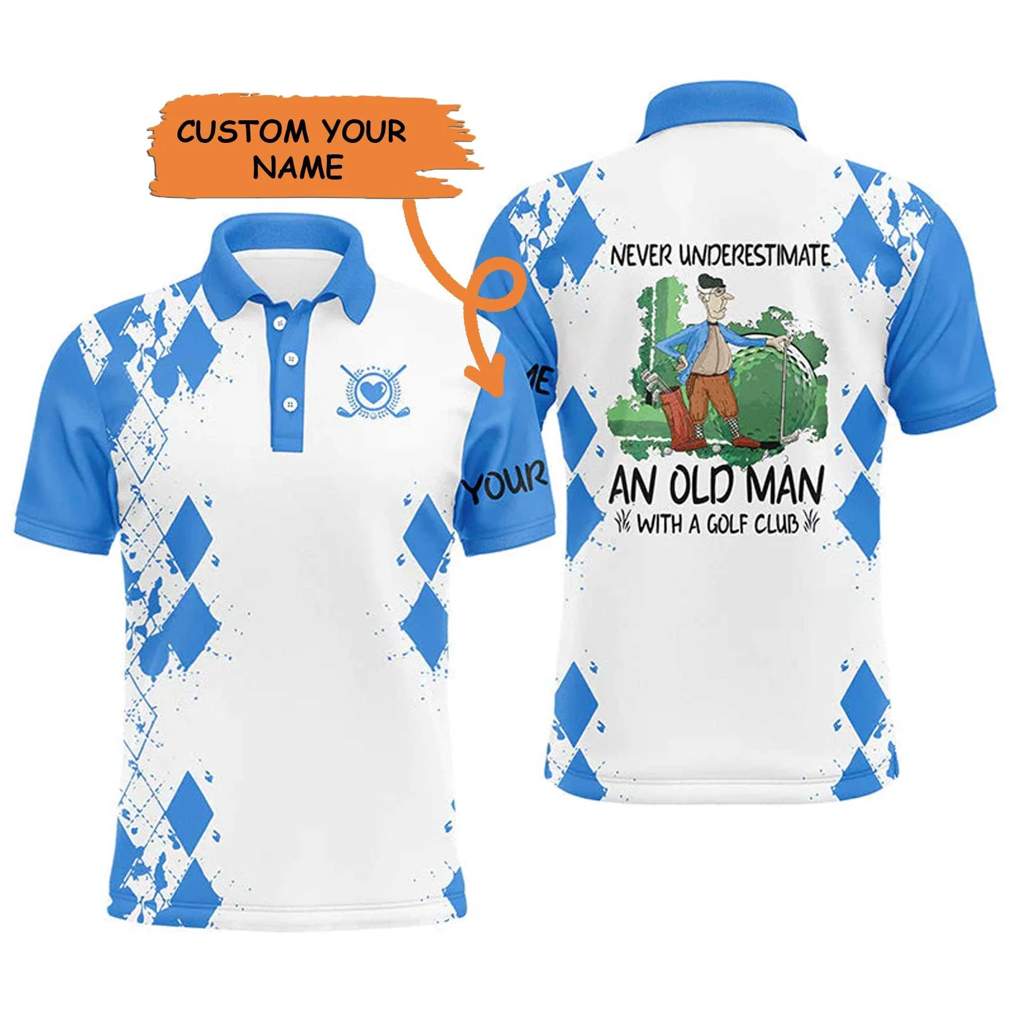 Custom Golf Long Sleeve Men Polo Shirt - Never Underestimate An Old Man With A Golf Club Men Golf Polo Shirt - Perfect Polo Shirt For Men, Golfers - Image 6